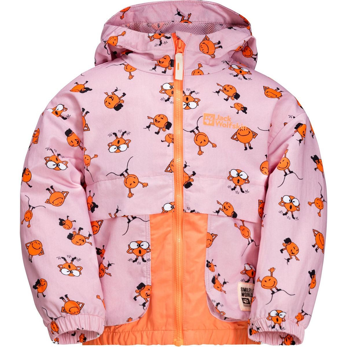 Jack Wolfskin Hardshelljacke Smileyworld AOP Jacket K Eine leichte Kinderjacke, die sich für den Sommer oder Herbst eignet.