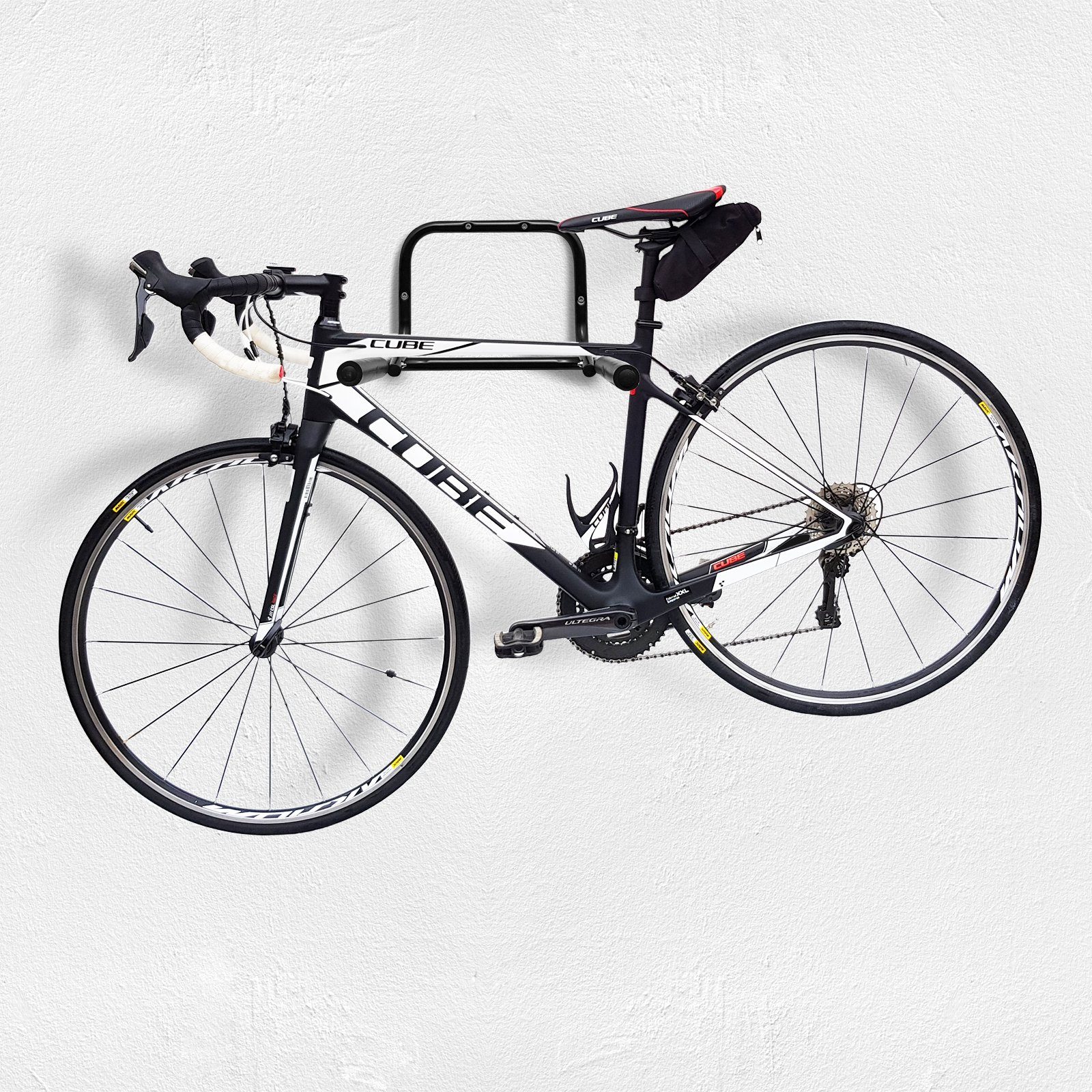 Wellgro Wall-Mounted Bicycle Rack - Steel, Black, Foldable, Load Capacity up to 50 kg
