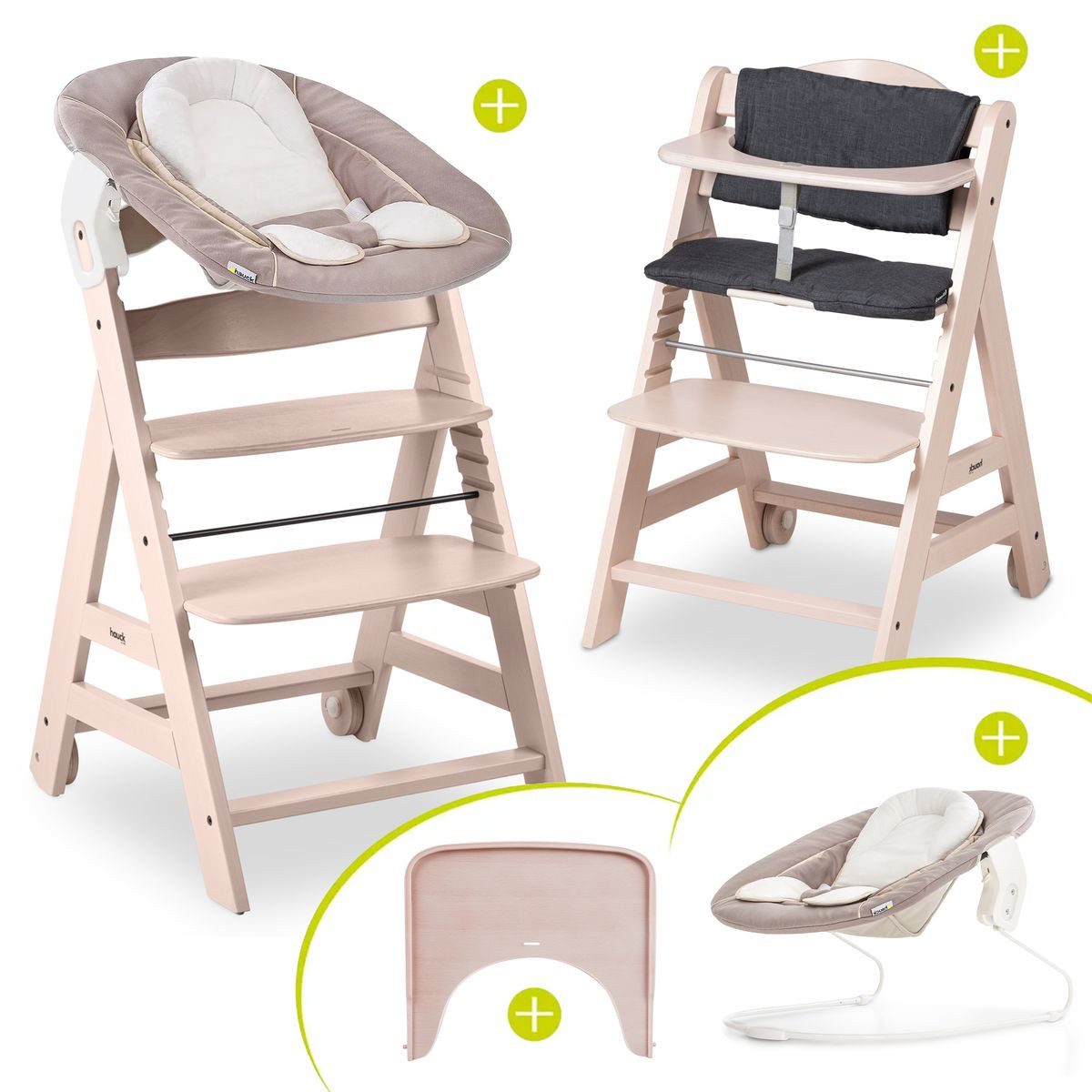 Hauck Hochstuhl Beta Plus Whitewashed Newborn Set - Stretch Beige, Babystuh günstig online kaufen
