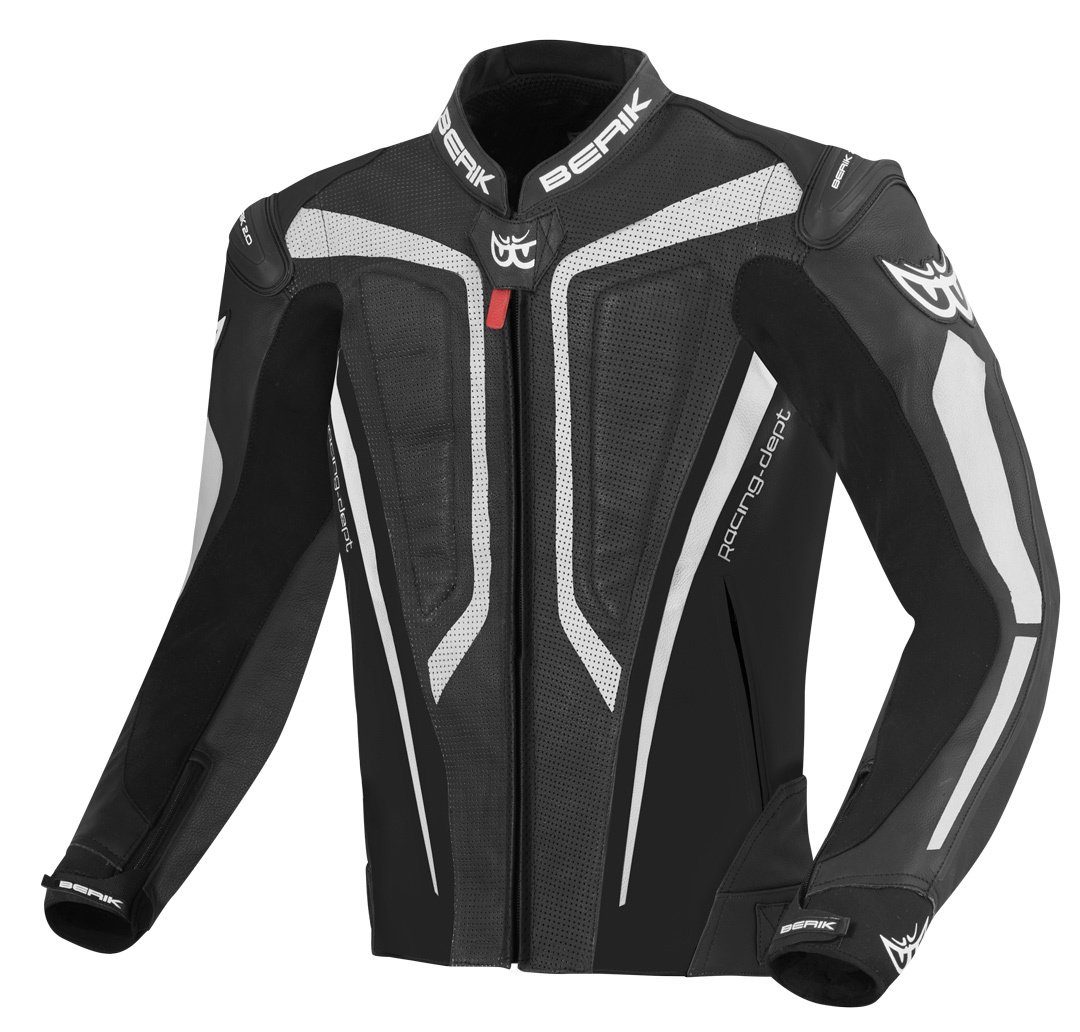 Berik Motorradjacke Street Pro Motorrad Lederjacke Black/White