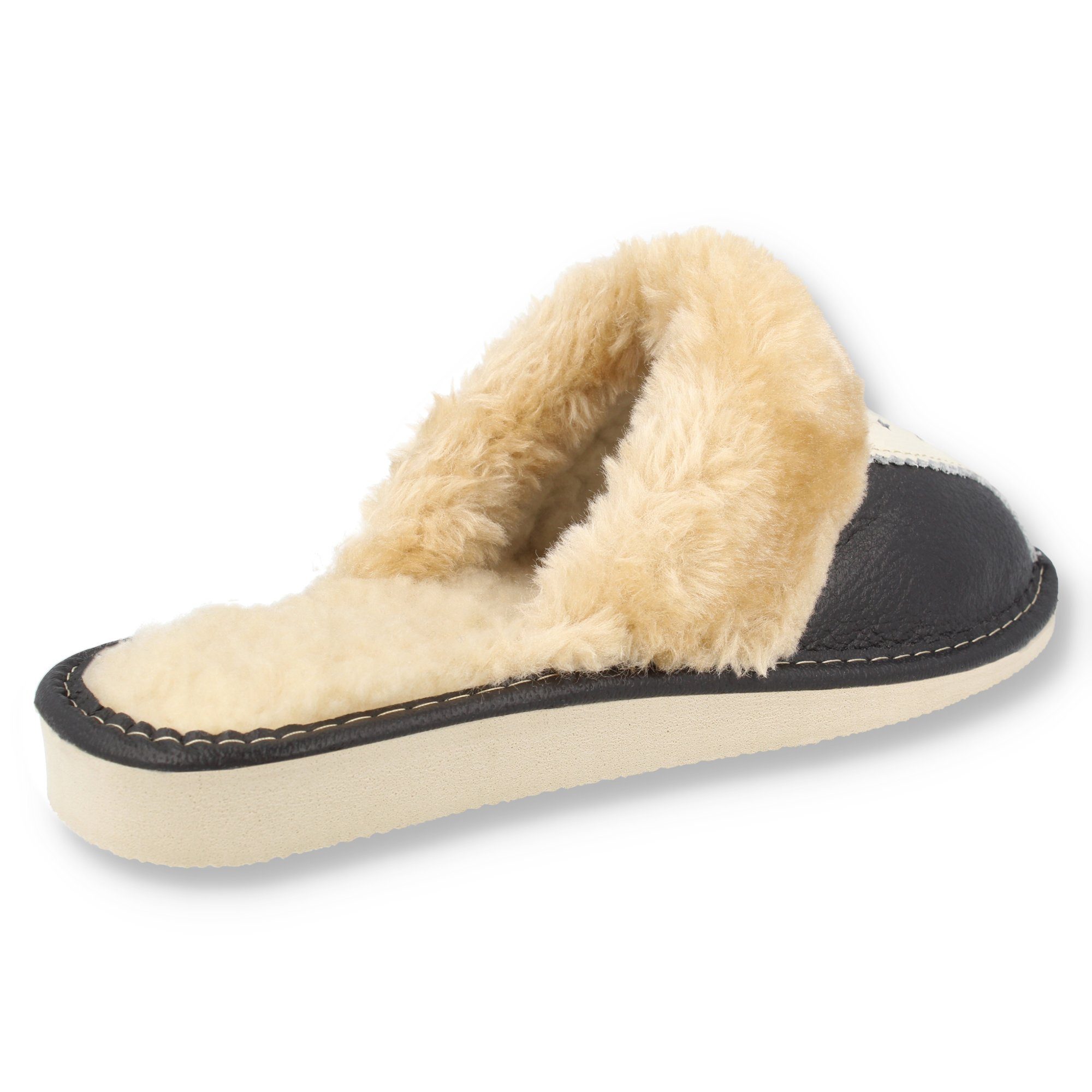 filsko Seelow Leder Weiß Schwarz Damen Gefüttert Hausschuh