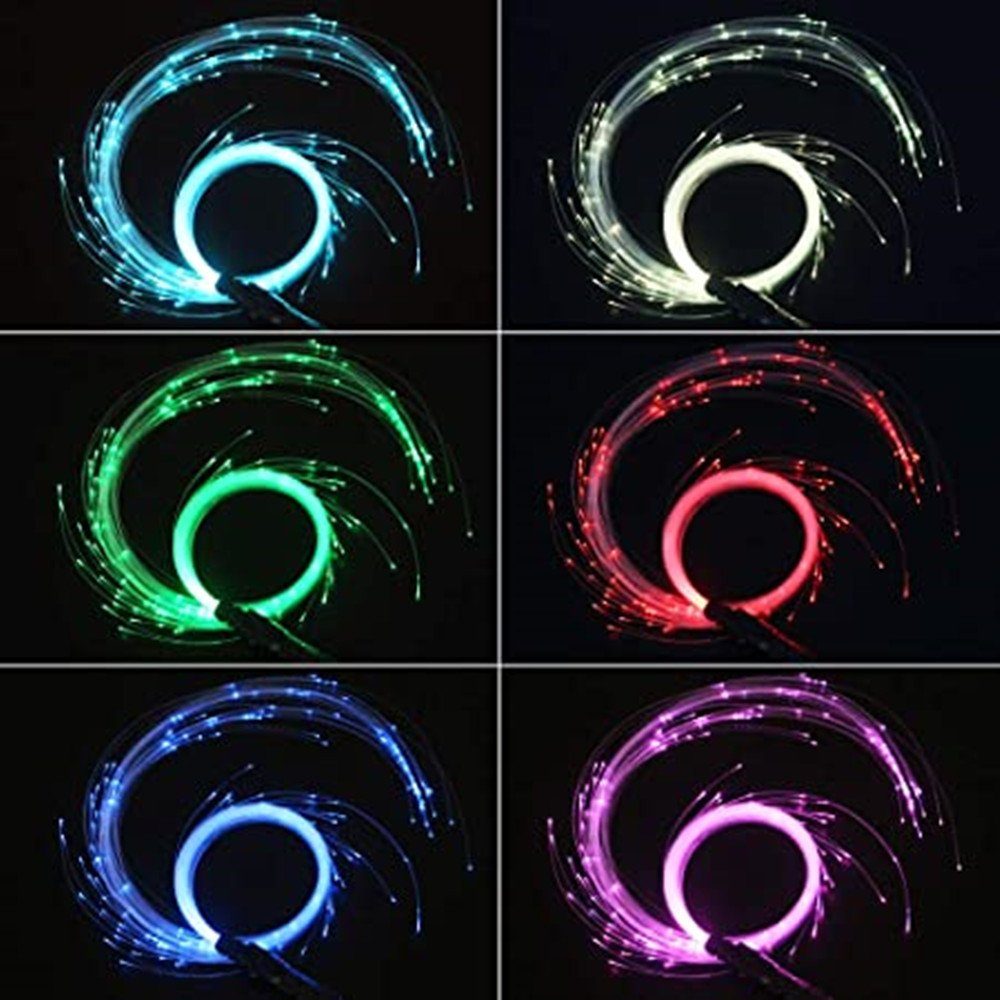autolock LED Dekolicht LED Glasfaser Farb/23 drehbar purple 360° Optik, Sternenhimmel Licht,Glasfaserlampe Batterie, Effekt-Modus Tanzen für Peitsche,7 LED-Faser