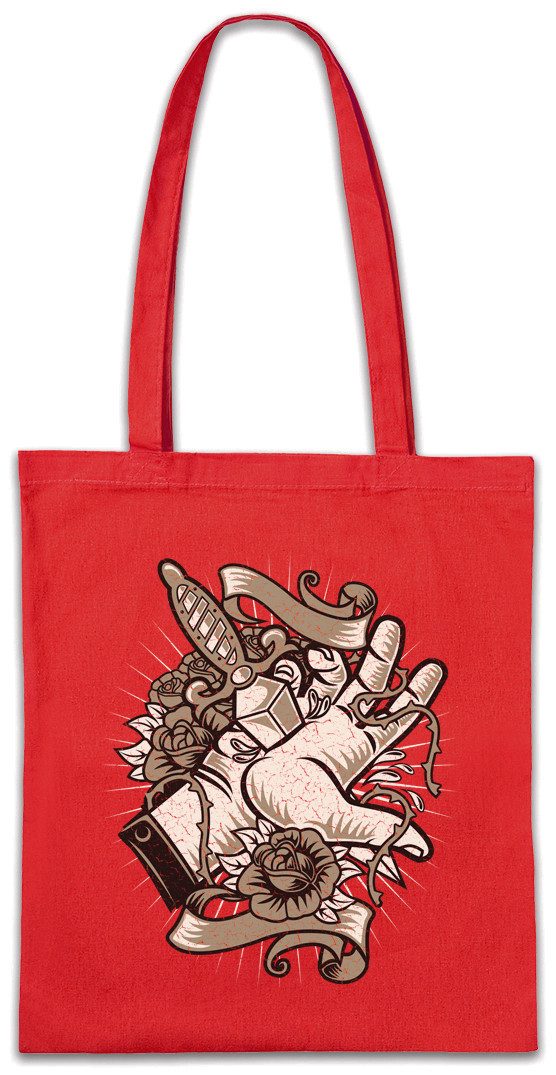 Beuteltasche Daggered Hand Stofftasche Tattoo Dolch Dagger Oldschool Art Stencil