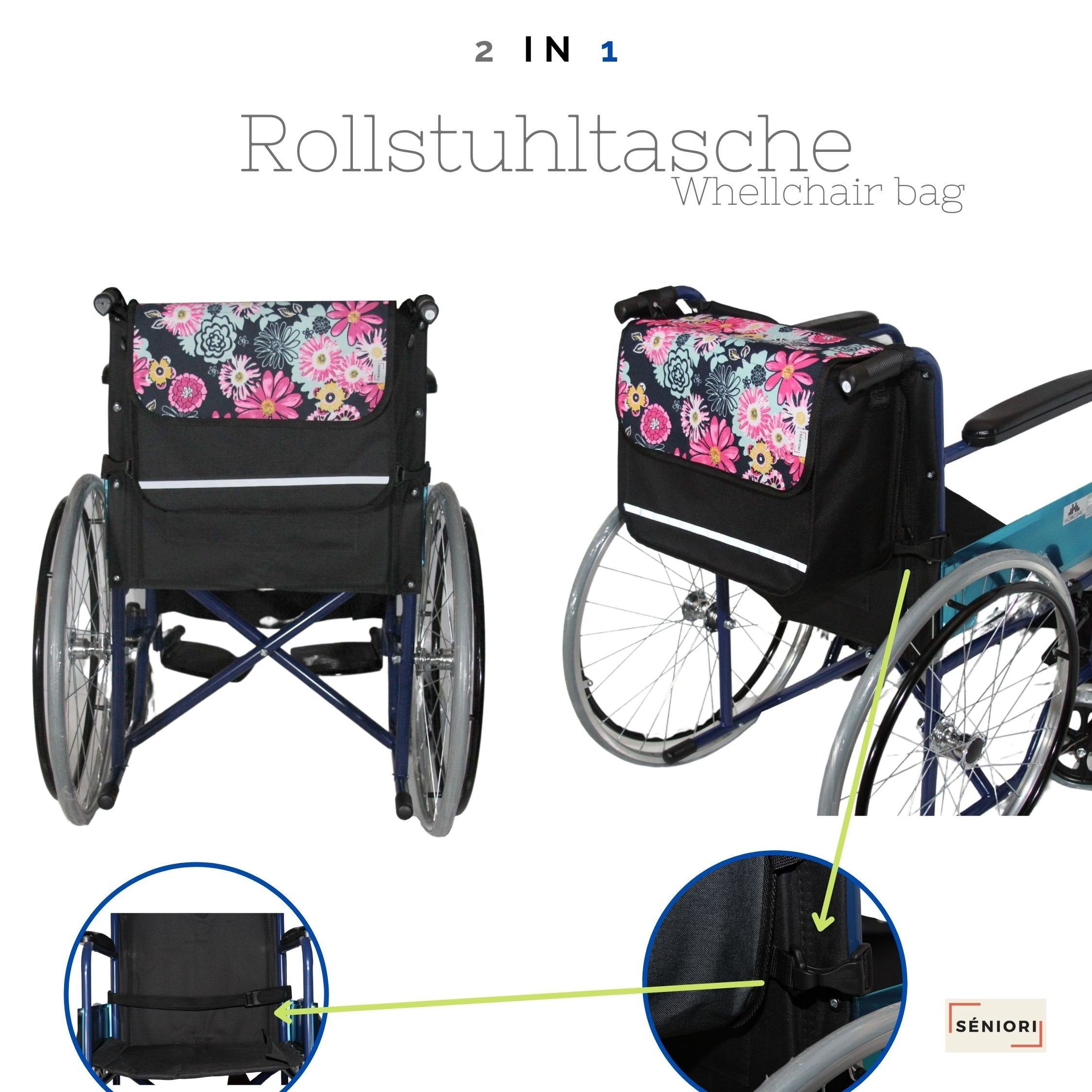 Seniori Aufbewahrungstasche SENIORI Rollator / Rollstuhl Tasche Rollatortasche Rollstuhltasche, 4. Blumen_Classic – Bild 3 von 5