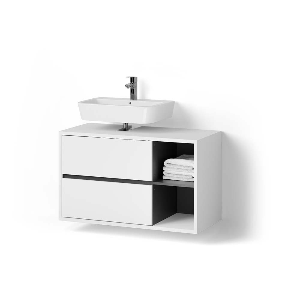 Livinity® Waschbeckenunterschrank Vomano, Weiß/Anthrazit, 100 x günstig online kaufen