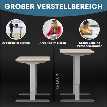 Albatros International Schreibtisch Albatros elektrisch höhenverstellbarer Schreibtisch 4P12WO Tischplatte (120x60cm, Weiss/Eiche), Optimal als Stehschreibtisch, Bürotisch oder Standing Desk