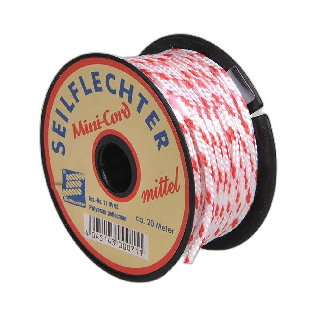 Seilflechter Minicord Polyester, 3mm, 20m, geflochten, sortiert Seil