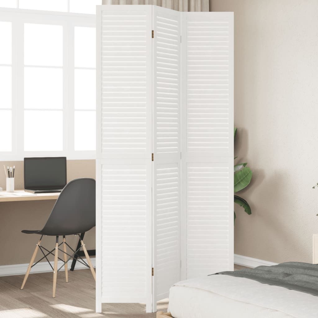 vidaXL Paravent 40 x 220 cm 3-tlg Paravent Raumteiler Weiß Massivholz Paulownia für In