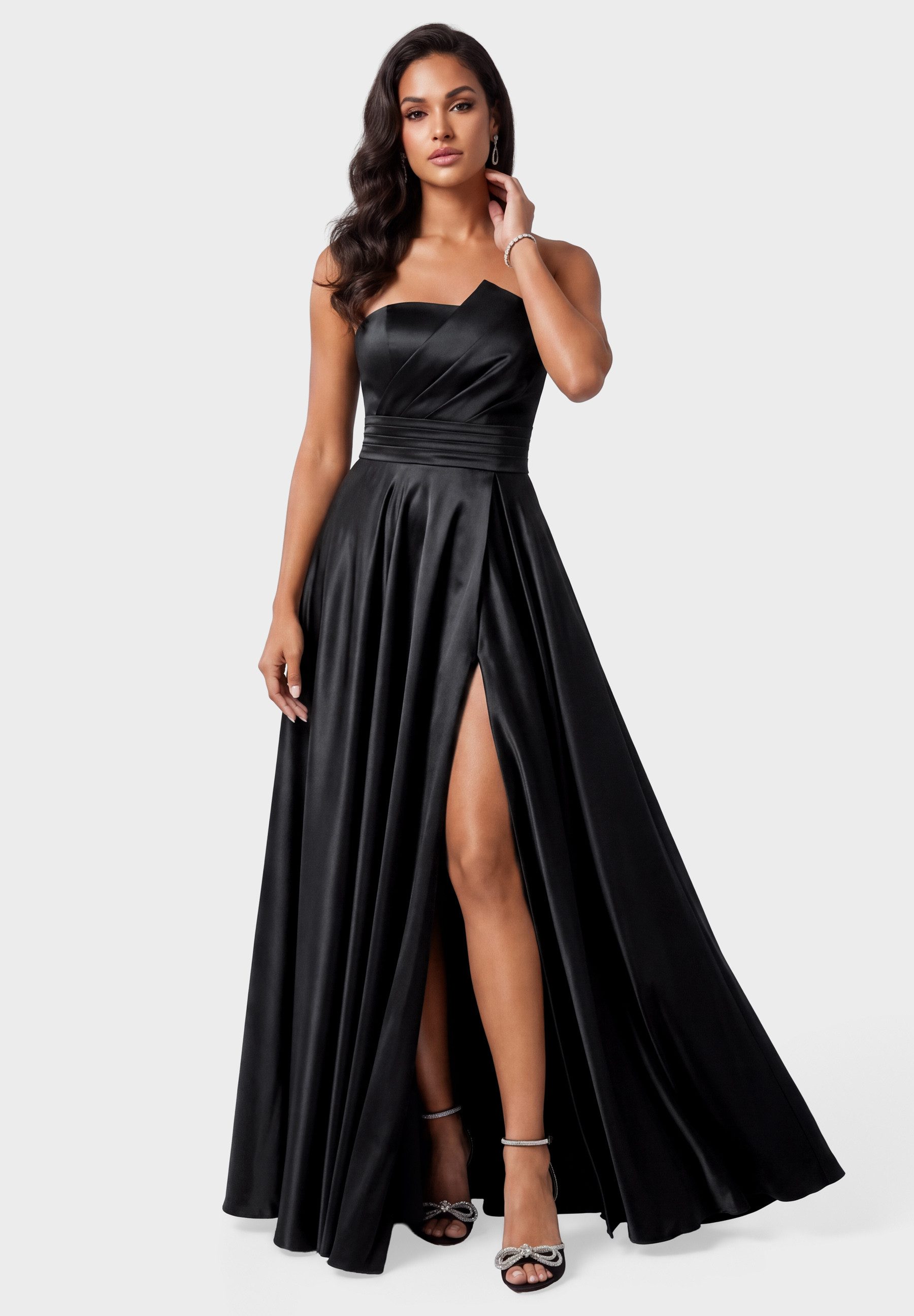 OMBRE Abendkleid Abendkleid Maxi mit elegantem Schnitt Schwarz S (kein Set, 1-tlg) in Unifarbe