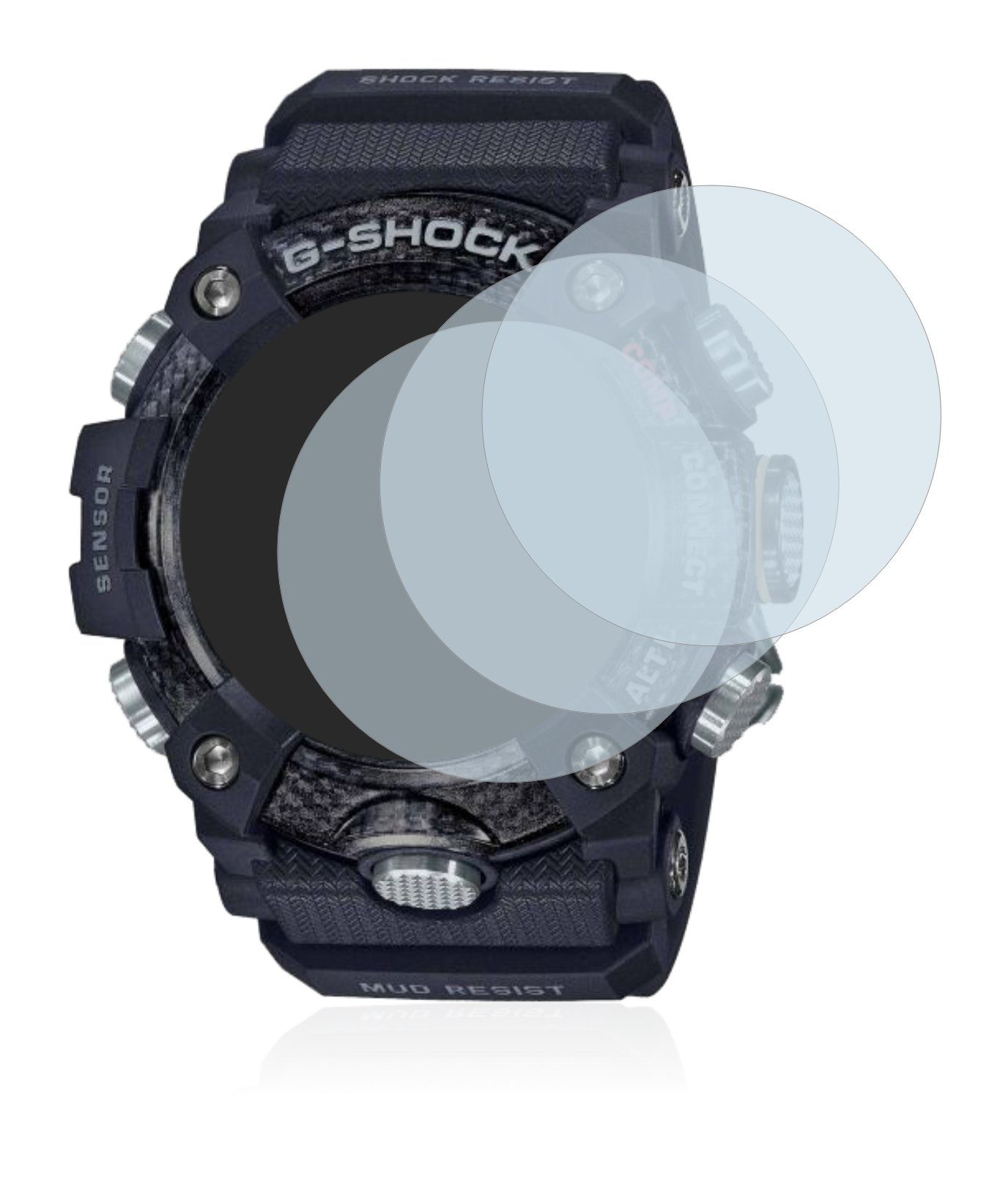 Savvies Panzerglas für Casio G-Shock Mudmaster GG-B100-1AER,  Displayschutzglas, 3 Stück, Schutzglas Echtglas 9H Härte klar  Anti-Fingerprint