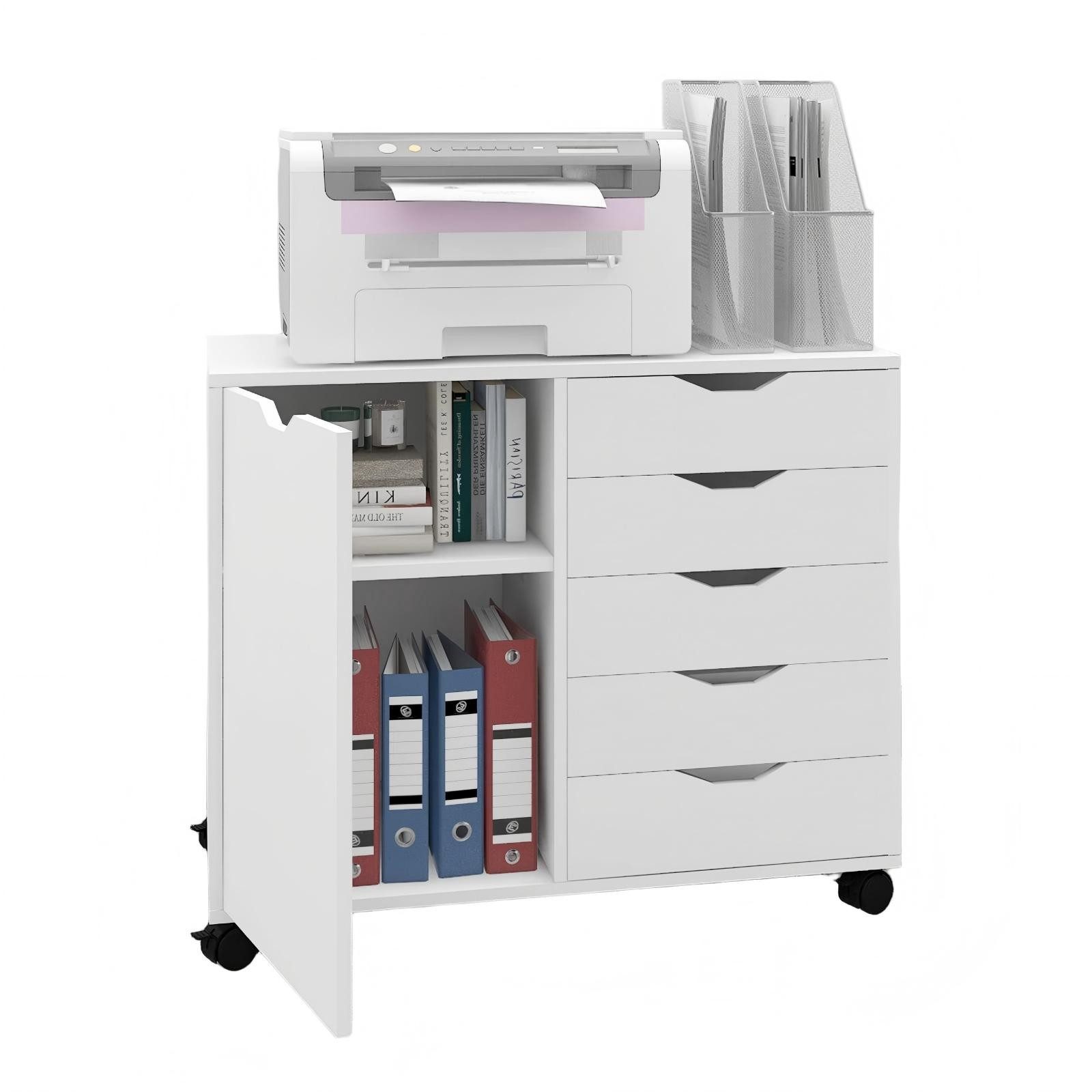 PUNCIA Aktenschrank mit Rollen Büroschrank mit 5 Schubladen, Rollcontainer (1-St)