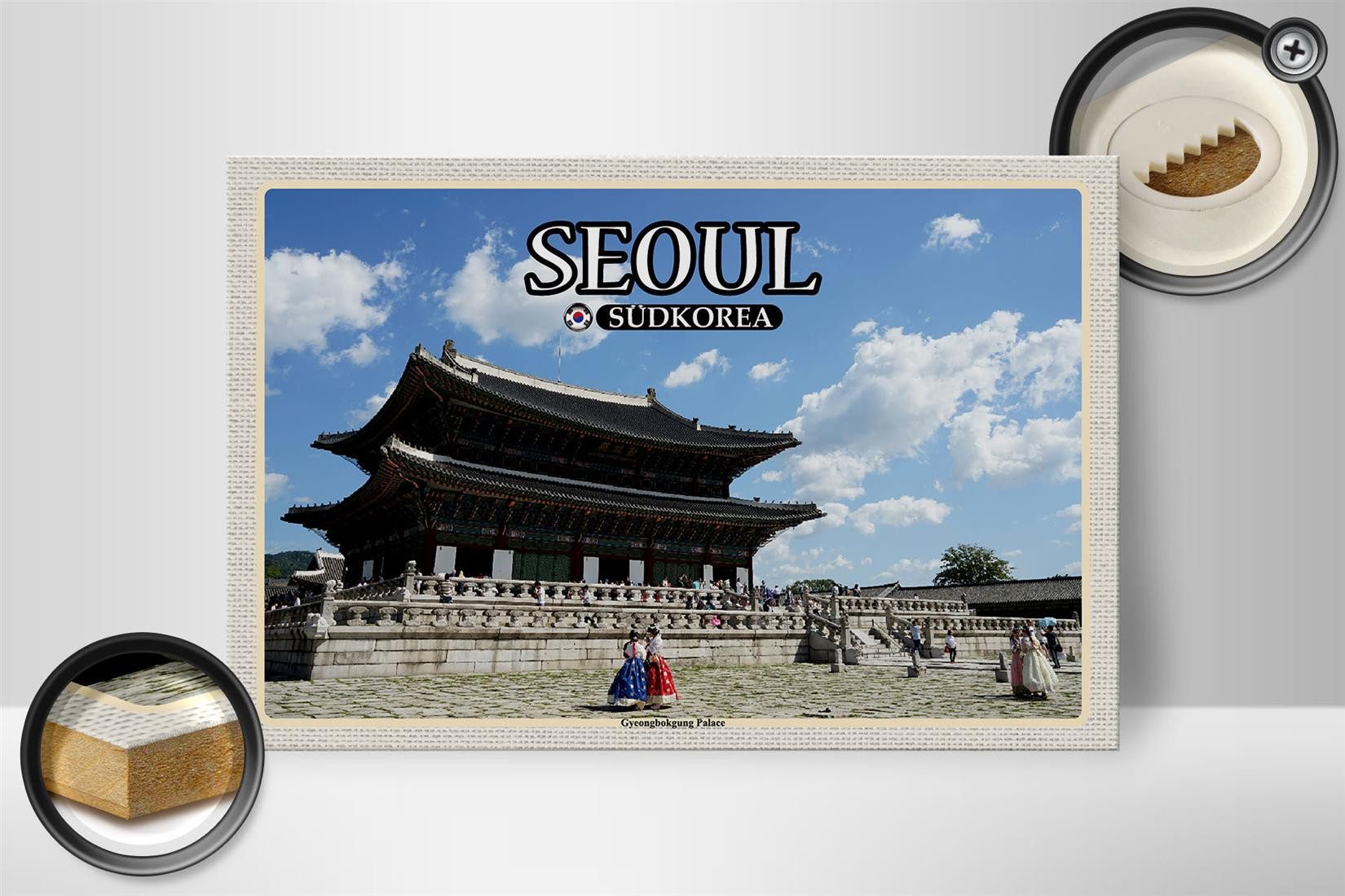 Femer GmbH Holzbild Reise 30x20cm Seoul Südkorea Gyeongbokgung Palace Deko, (1 St), Glatte Holzfaserplatte (MDF), vorn beschichtet