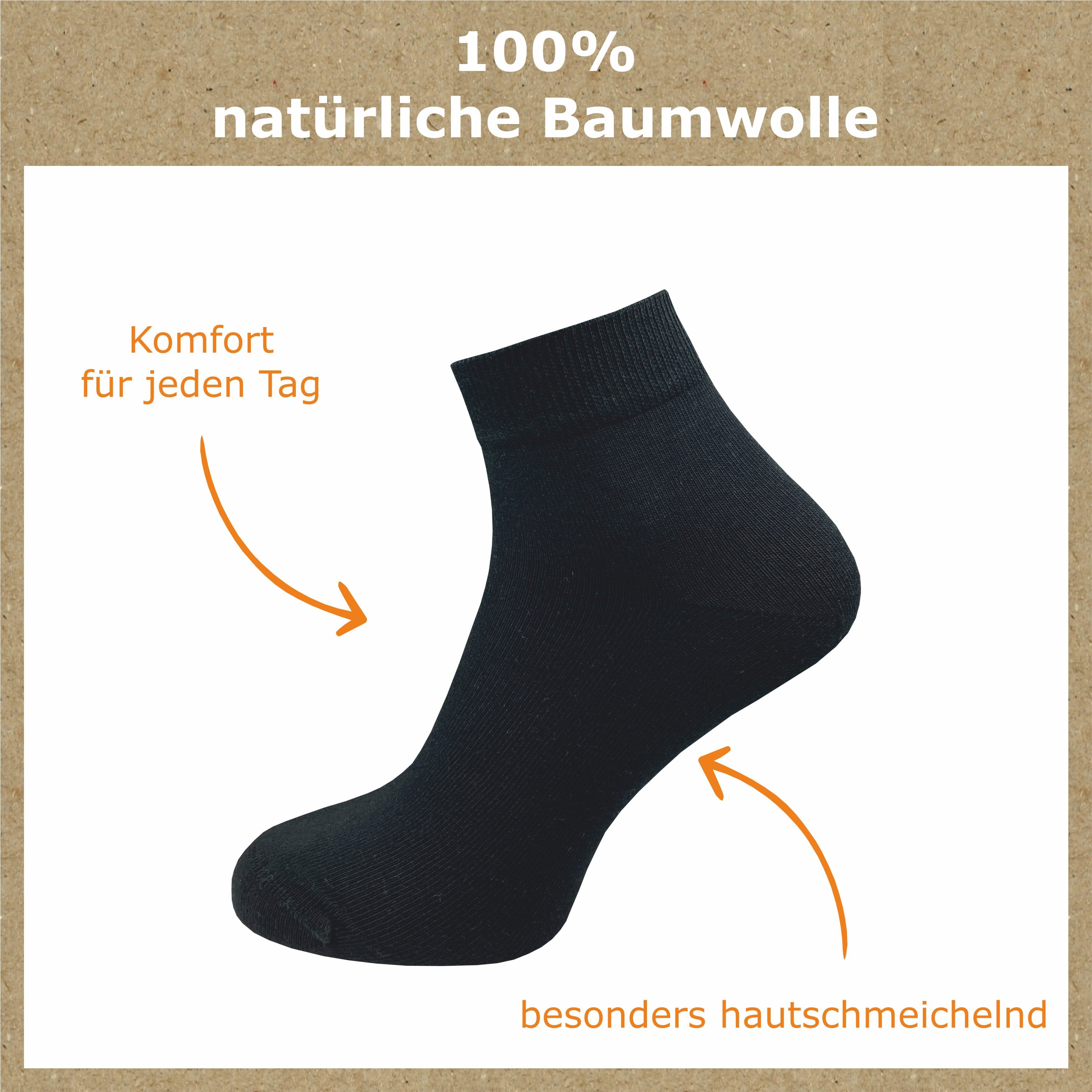 GAWILO Kurzsocken aus 100% reiner Baumwolle - Quartersocken für Herren (6-Paar) Schaft etwas länger als beim Sneaker - daher kein verrutschen