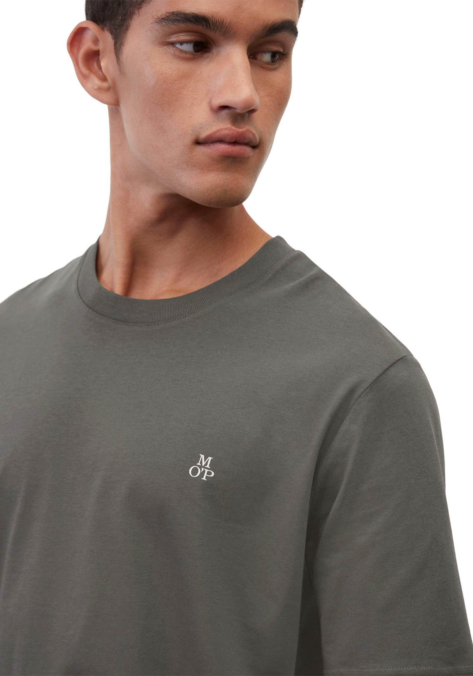 Marc O'Polo T-Shirt Bio-Baumwolle pinstripe aus Logo-T-Shirt gray