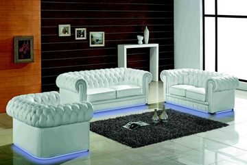JVmoebel Sofa Weiße Chesterfield Sofagarnitur Klassiche Wonzimmer Couch Set, Made in Europe