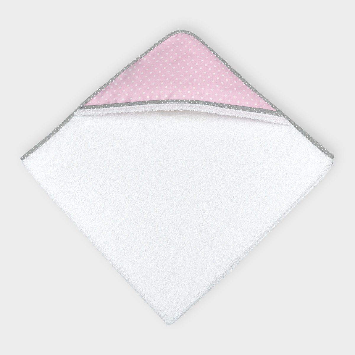 KraftKids Kapuzenhandtuch weiße und mit Punkte auf Frottee, extra weiches Baumwolle, eingefasst dickes 100% Schrägband Rosa