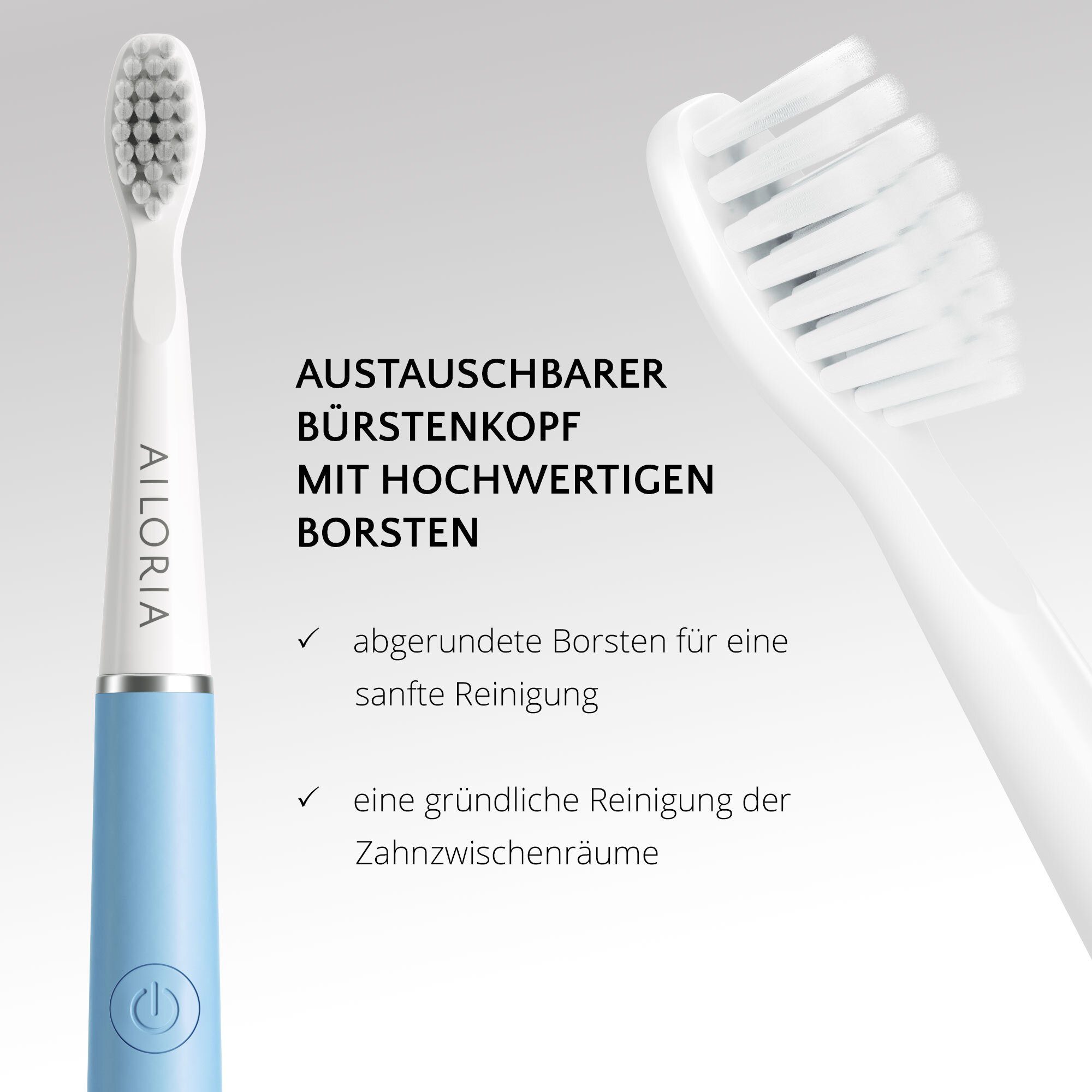 AILORIA Schallzahnbürste PRO SMILE Schallzahnbürste USB, Aufsteckbürsten: 2 St., Dynamische Reinigungswirkung