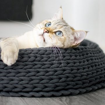 LucyBalu Tierkorb BASKET - Katzenbett, hochwertige, robuste Kordel aus recycelter Baumwolle, handgefertigt