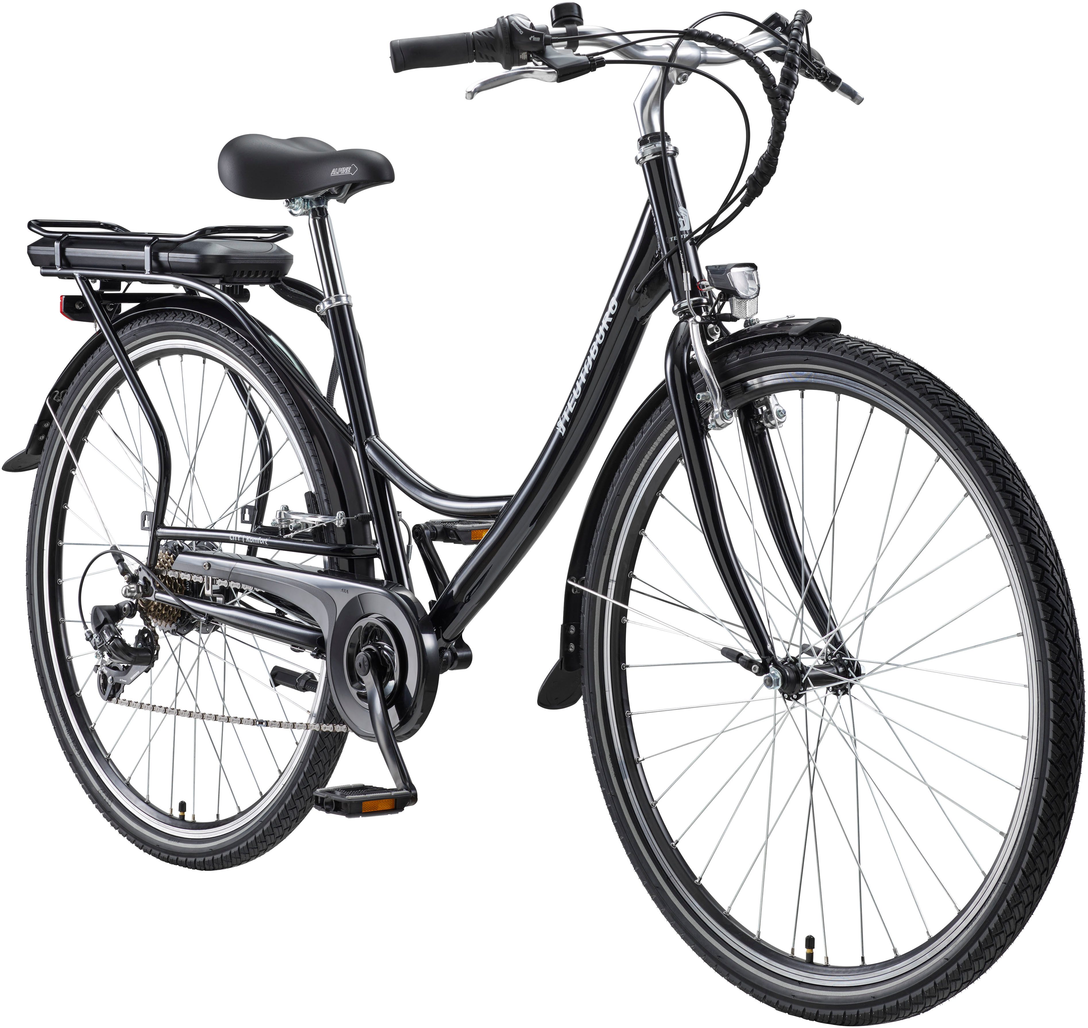 Teutoburg E-Bike Cityrad Senne, 7 Gang Shimano, Kettenschaltung, Heckmotor, 374,4 Wh, Pedelec, Elektrofahrrad für Damen u. Herren