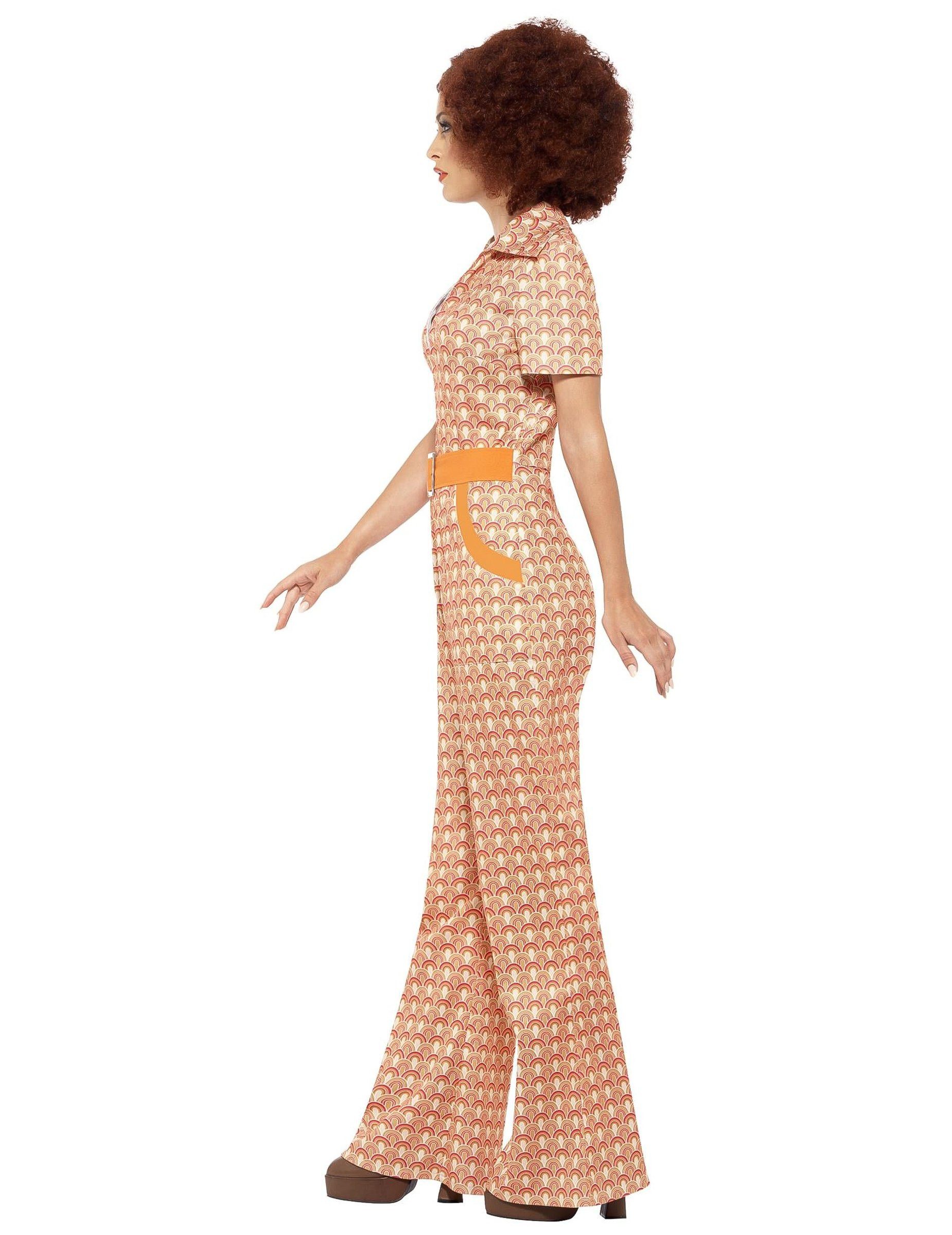Smiffys Kostüm 70er Jahre Disco Damenkostüm Jumpsuit orange