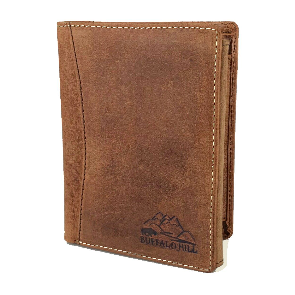 Buffalo Hill Geldbörse Büffelleder Portemonnaie, integrierter RFID-Schutz >BH-2395<, elegantes Wallet mit 8 Kartenfächern in Naturfarben