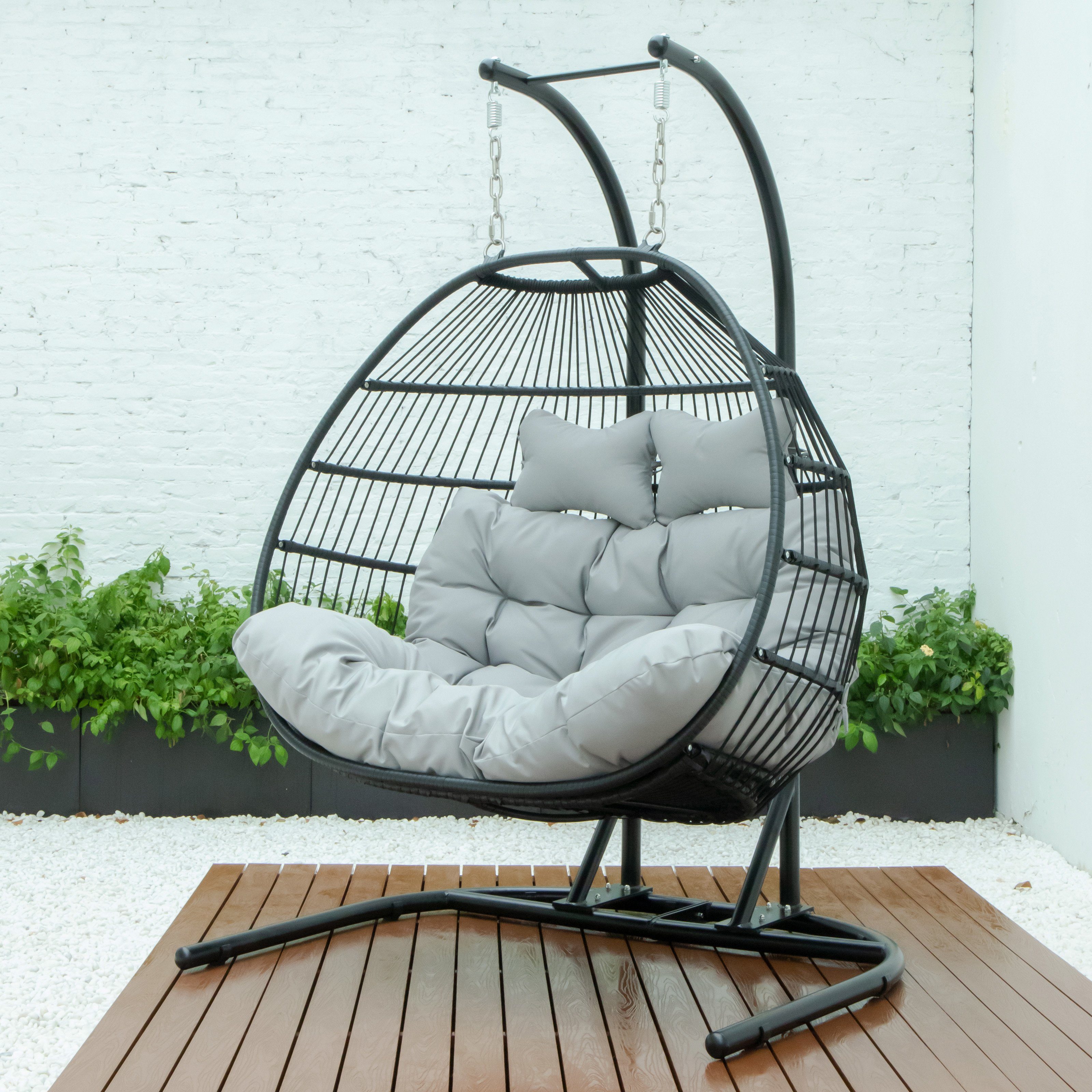 Endorphin Hängesessel ® Hängesessel Twin mit Gestell und Polster Expressversand (Bestehend aus Gestell, Sitz und Polster), Pulverbeschichtet