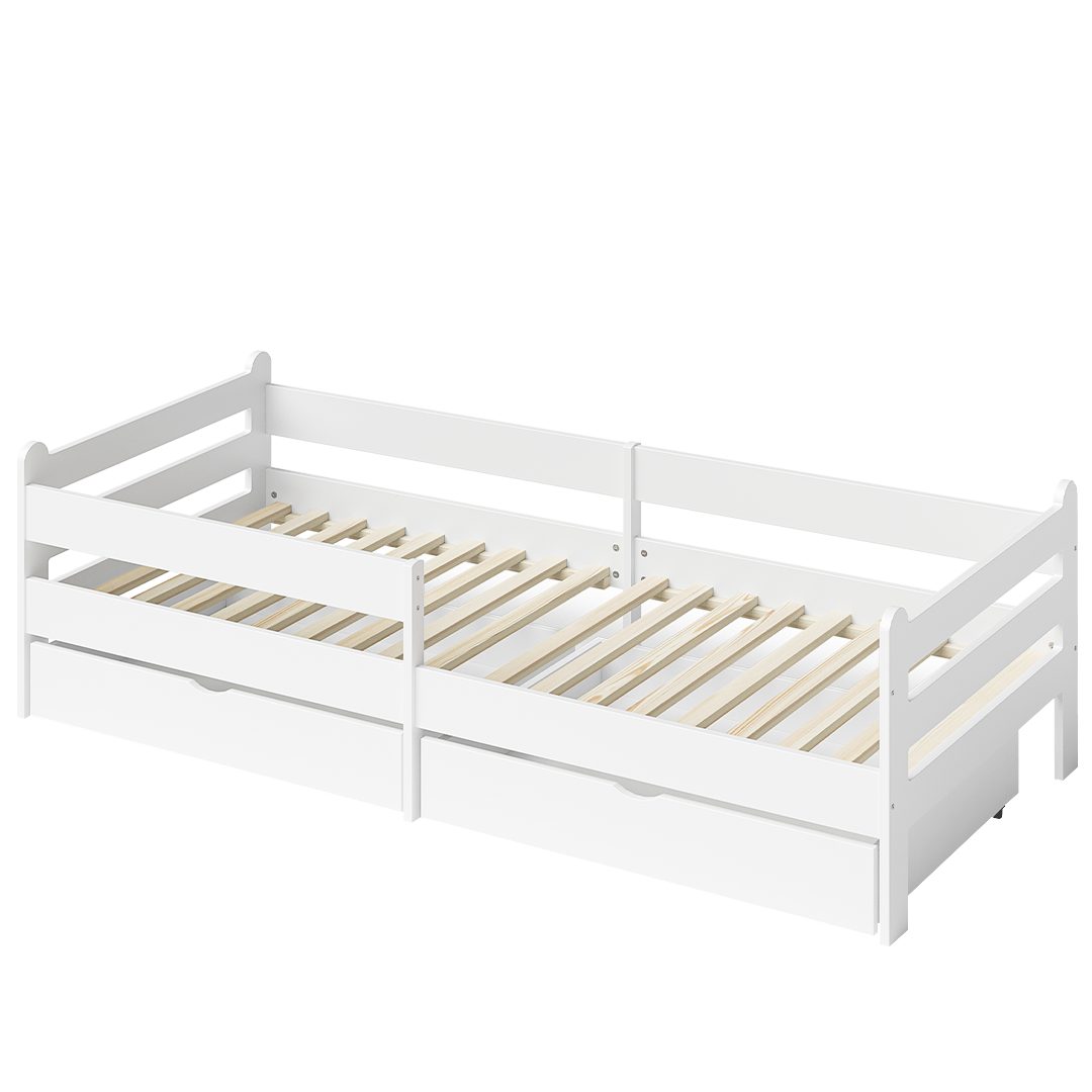 Bellabino Kinderbett Kuru 90x200 cm (weiß, integriertes Lattenrost und Raus günstig online kaufen