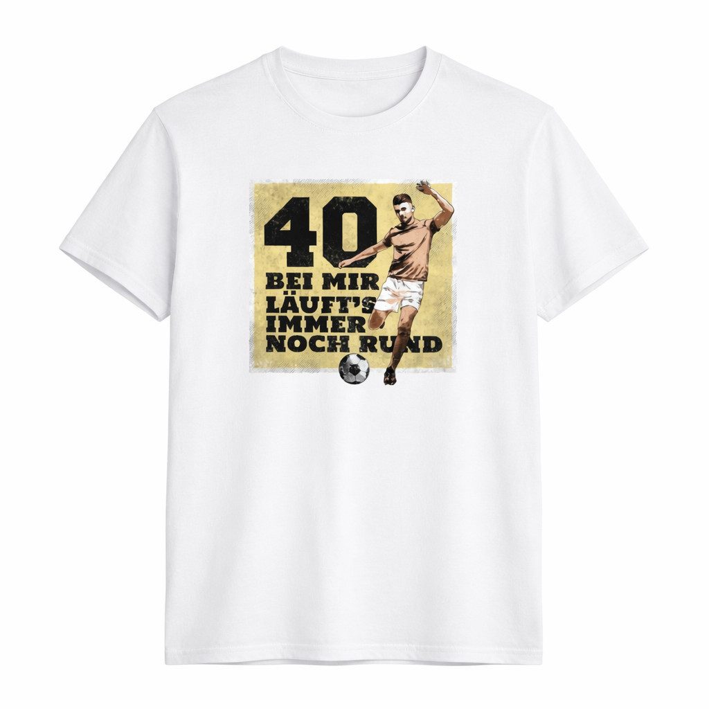 Blondie & Brownie T-Shirt Vater Geburtstag 40 Jahre Rund Fußball Motiv Herren Shirt (Einzelartikel) Vater Geburtstag 40 Jahre Rund Fußball Motiv Herren Shirt Humor
