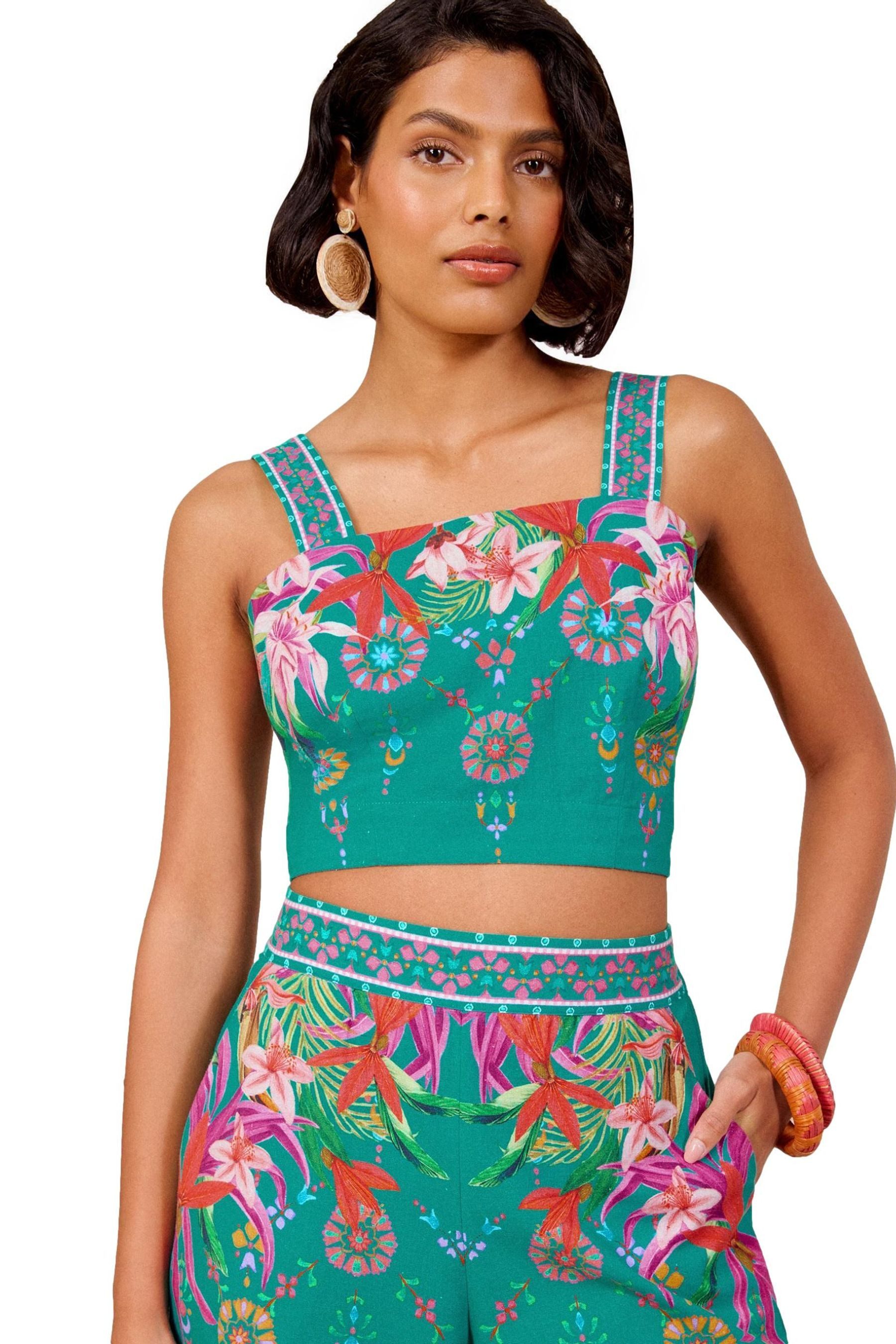 Love & Roses Trägertop Love & Roses Kurztop mit geblümtem Print, Regular (1-tlg)