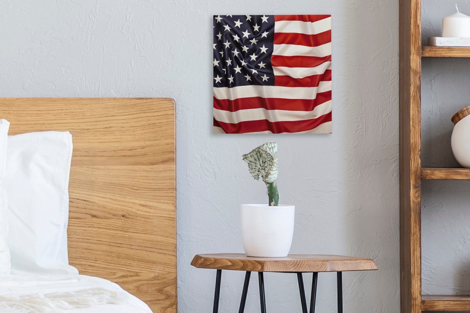 OneMillionCanvasses® Leinwandbild Nahaufnahme der Schlafzimmer St), Leinwand Wohnzimmer amerikanischen Bilder Flagge, für (1