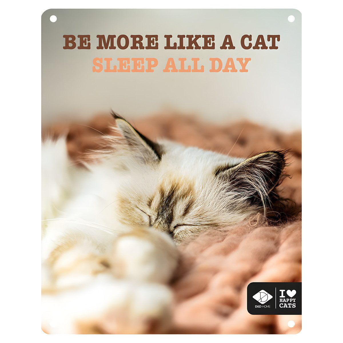 D&D Metallschild Schild I Love Happy Cats Sleep all day