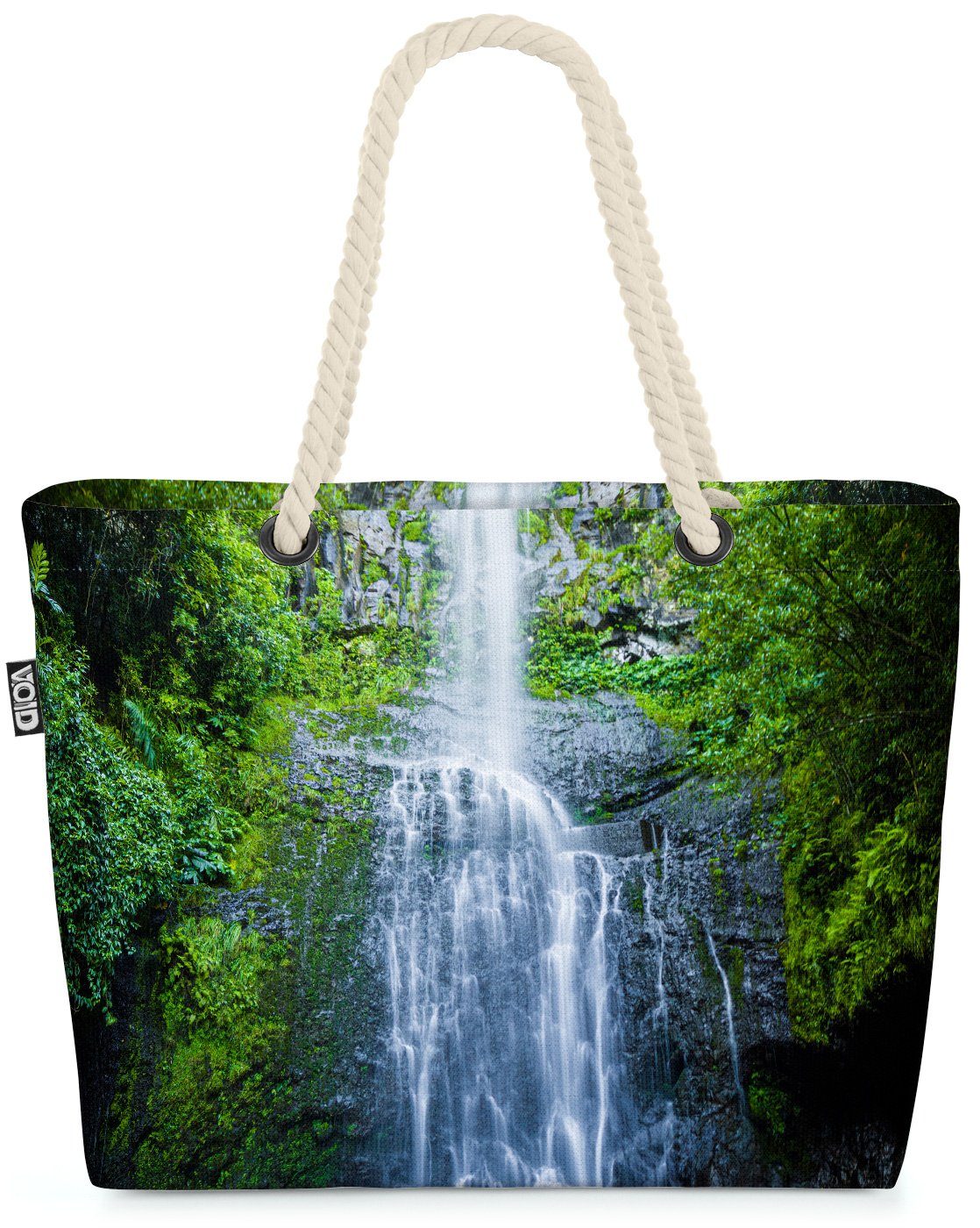 VOID Strandtasche (1-tlg), Wasserfall Dschungel Beach Bag Safari Quelle Maui Hawaii Wasser See Fluss Reise | Strandtaschen