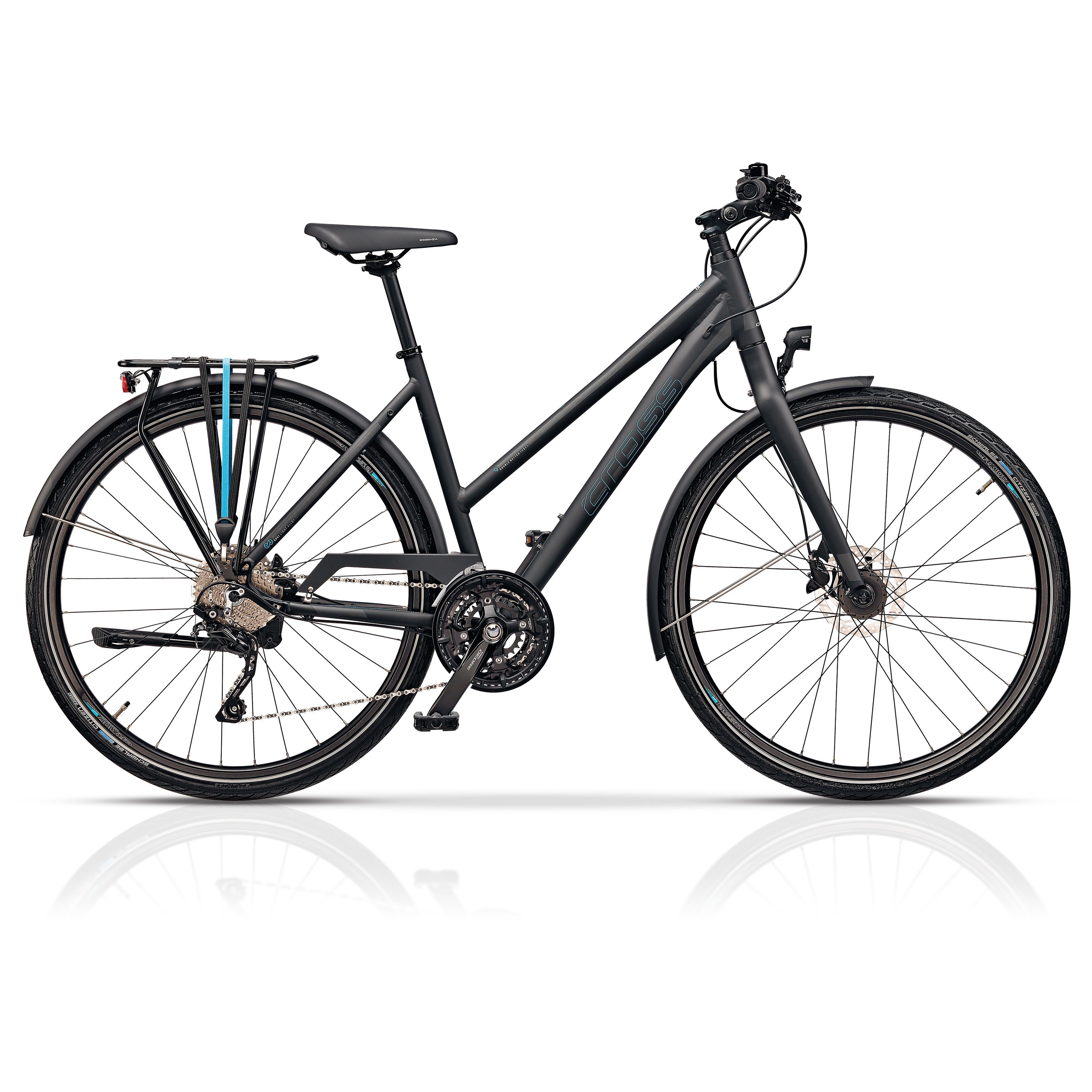 Airtracks Trekkingrad 28 Zoll Damen Trekking Fahrrad QUEST LADY, 30 Gang Shimano Deore RD-T6000 SGS Schaltwerk, Kettenschaltung, Schwarz Matt - Rahmenhöhen 45 cm 50cm 55 cm » Modeljahr 2024 «