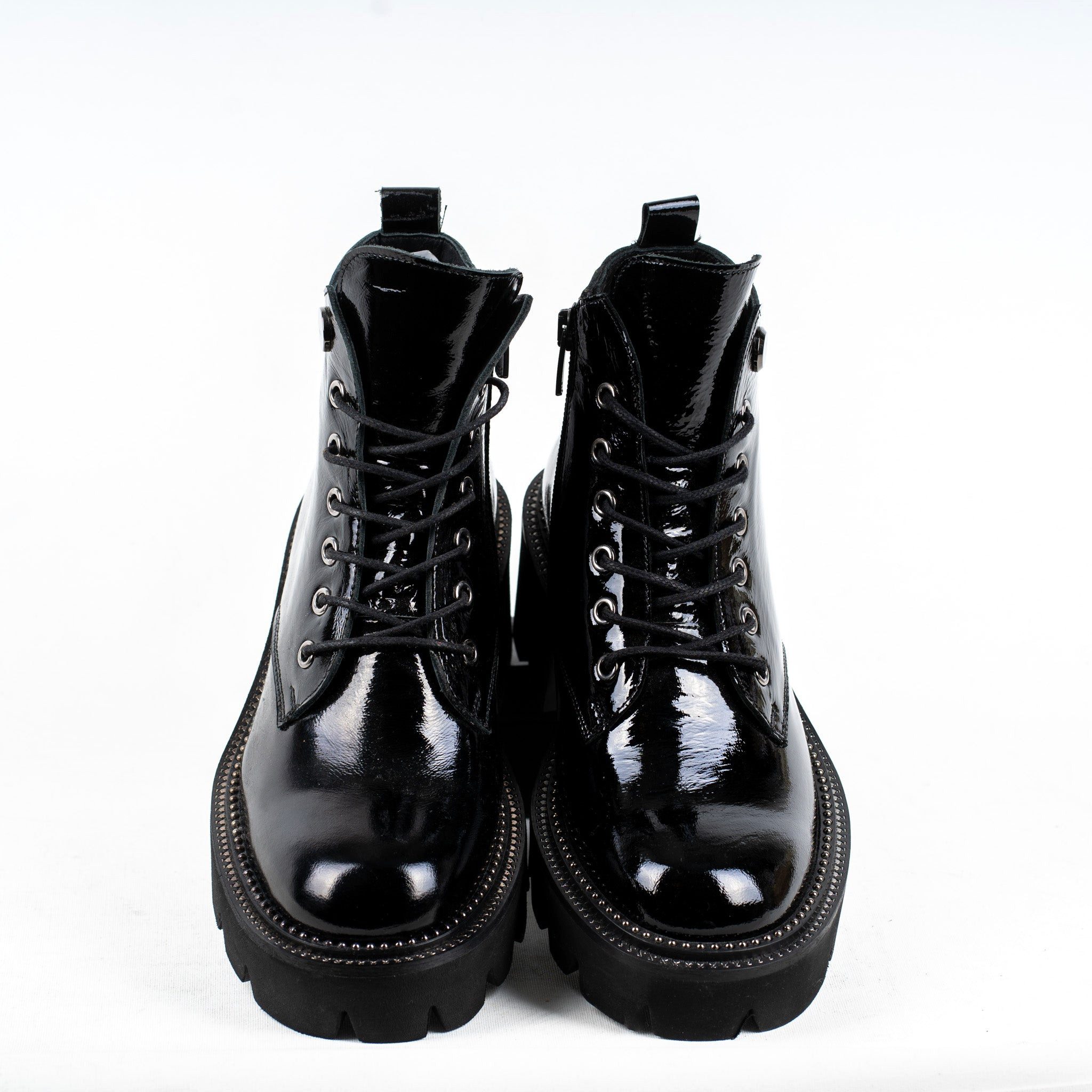 leder stiefeletten damen mit Absatz, Boots damen schwarz, damen stiefel Schnürstiefel