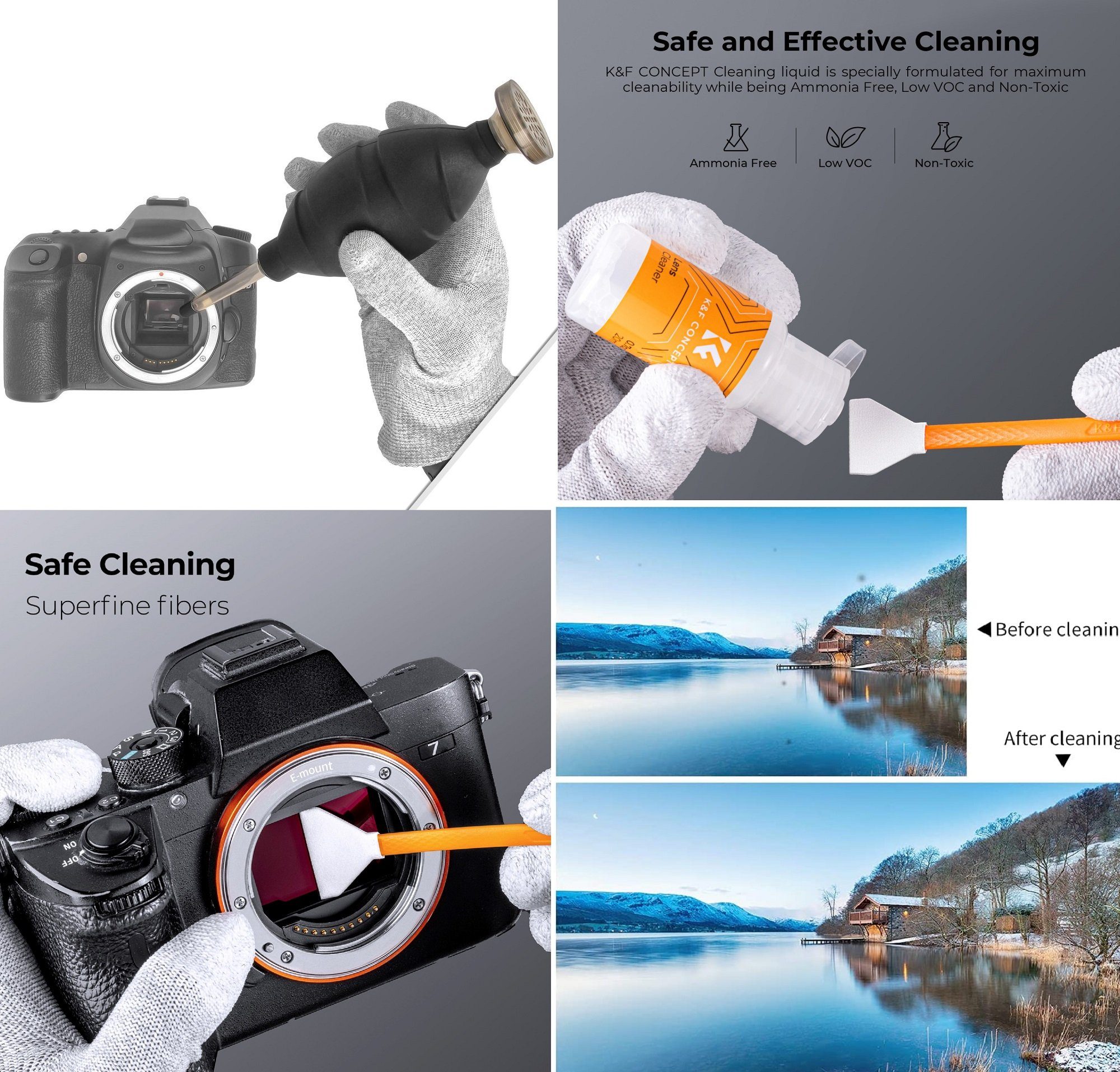 +Reiniger Reinigung Minadax Sensor f. Kamerazubehör-Set Kamera Swab +Blasebalg APS-C/DX 10x16mm