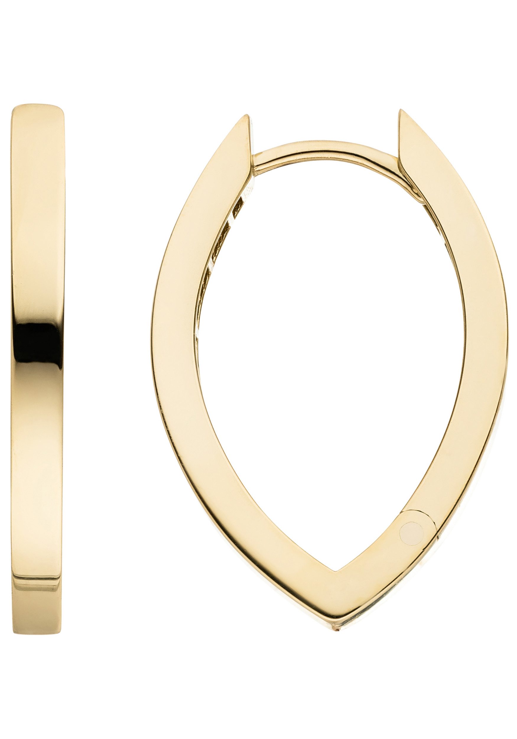 JOBO Paar Creolen Ohrringe spitz oval 21 mm, 8 Karat 333 Gold