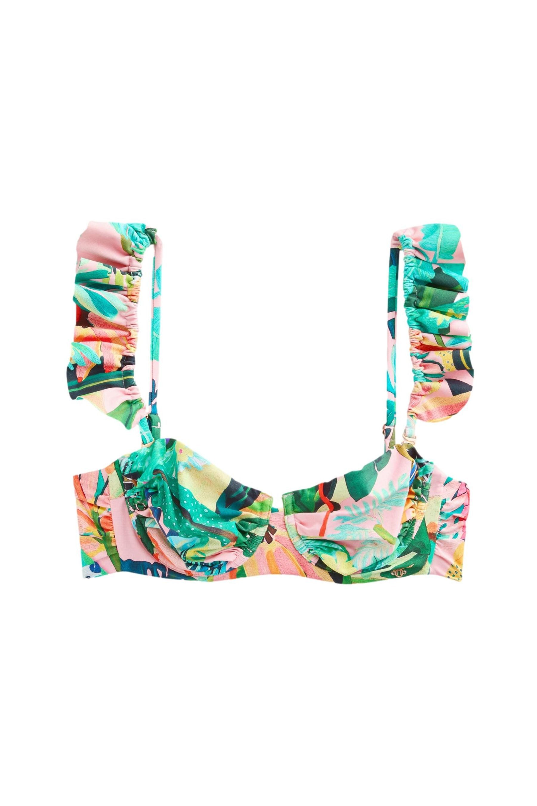 Bügel-Bandeau-Bikini-Top Bandeau-Bikinioberteil mit Bügel + Rüschenträgern