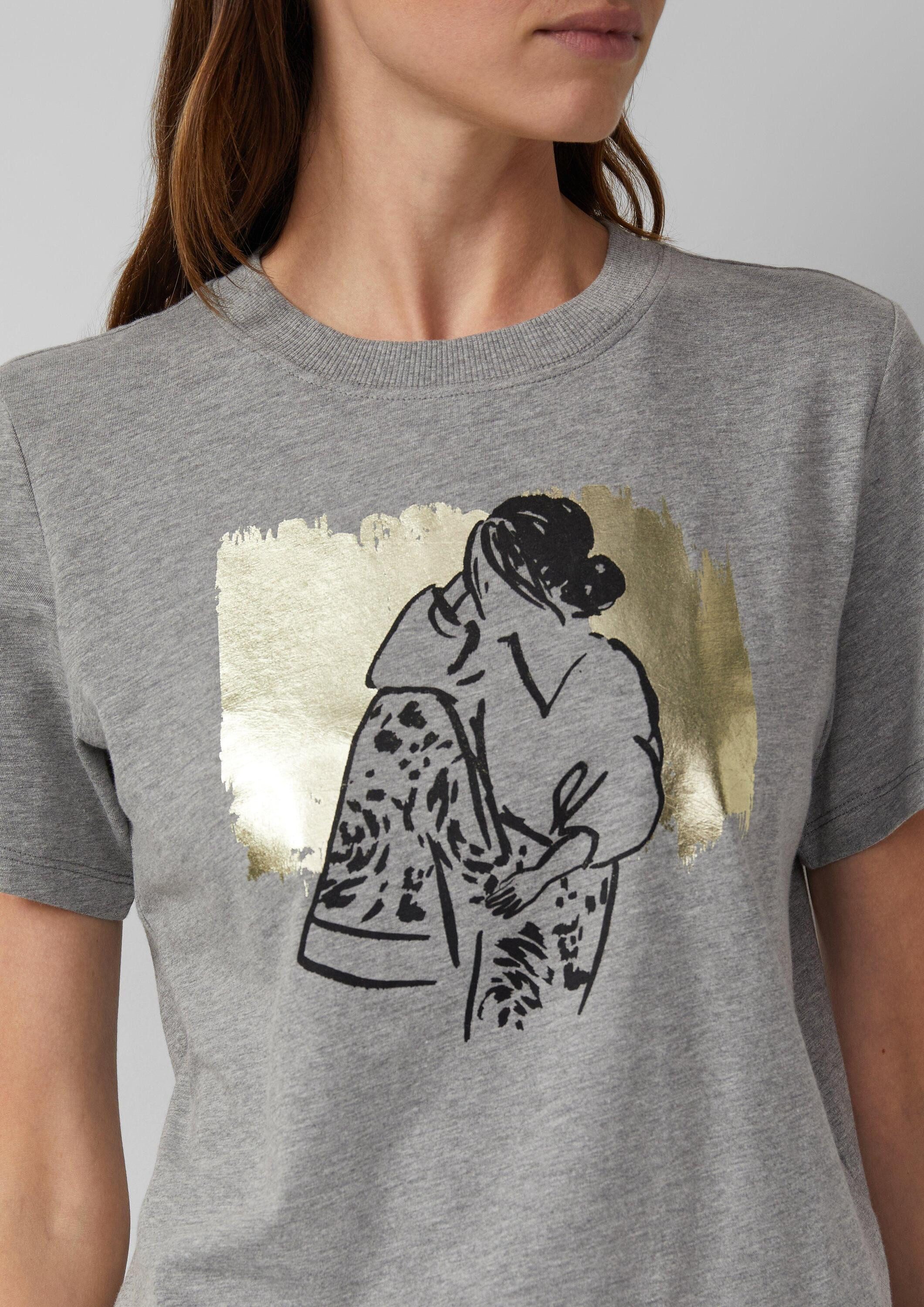 s.Oliver Kurzarmshirt T-Shirt T-Shirt mit Folien-Print