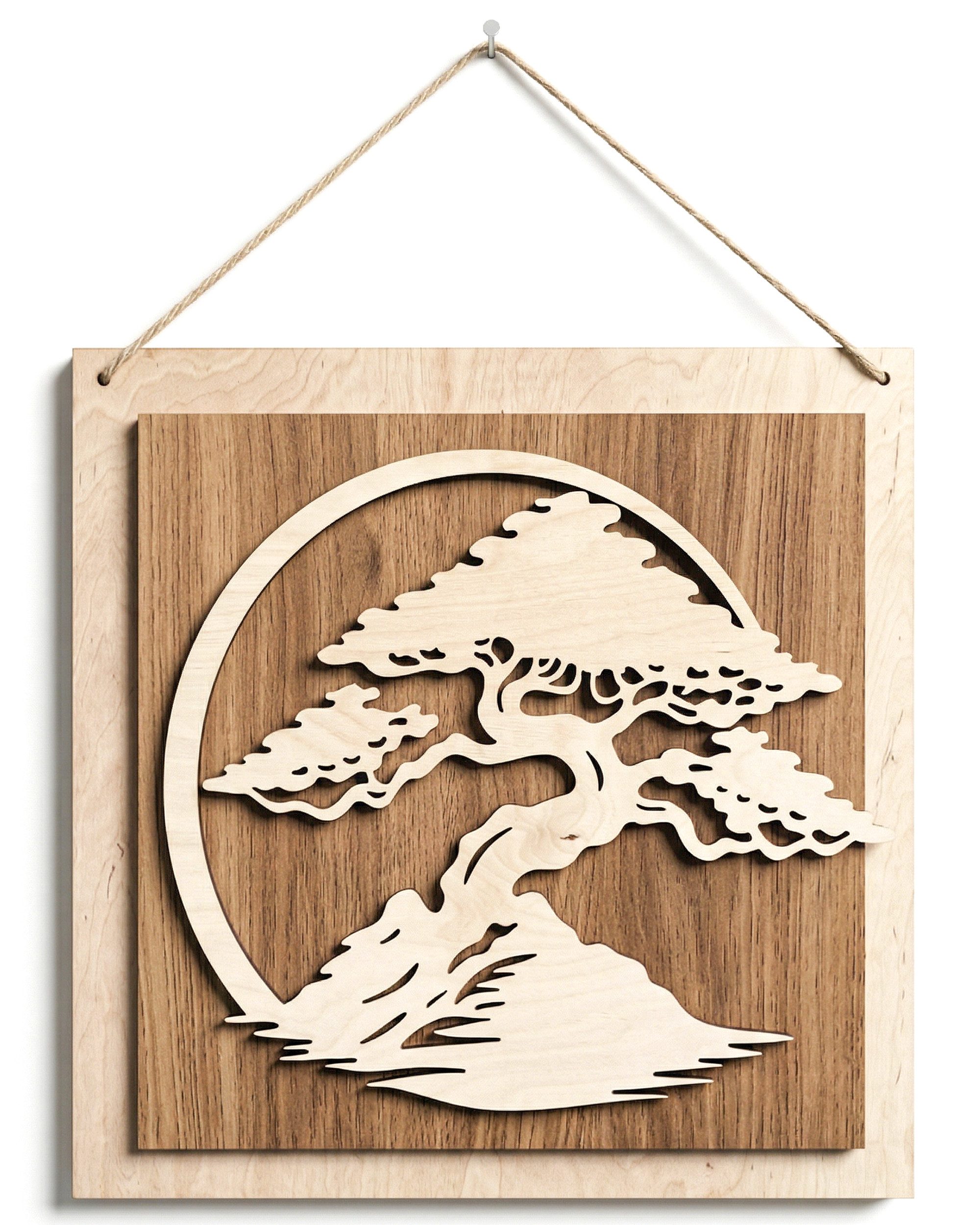 ORNAMENTI Wanddekoobjekt 3D Rustikale Wanddeko aus Holz für Wohnzimmer, Natur, Bäume, Blätter (Hingucker, Wandbild, Holzdeko, Holzbild, stilvolle Wanddekoration, Wandpaneel, Ornament, Wandrelief), Verzierung fur Zuhause, Wandkunst, Dekorative Skulptur