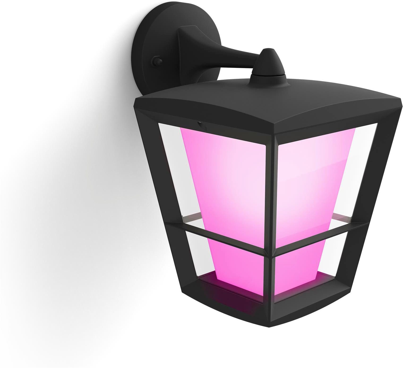 Philips Hue LED Außen-Wandleuchte Outdoor White & Color Ambiance Econic hängend schwarz, Abschaltautomatik, Bluetooth, CCT - über Fernbedienung, Dimmfunktion, Einschlafhilfe, Farbsteuerung, Farbwechsel, Memory, nach Trennung vom Netz, Nachtlichtfunktion, RGB, Smart Home, Timerfunktion, Weckerfunktion, dimmbar über Fernbedienung, mehrere Helligkeitsstufen, LED fest integriert, Farbwechsler, RGB, warmweiß - kaltweiß, Steuerbar per App und Stimme, Smart Home fähig, Farbfähig und Weißtöne
