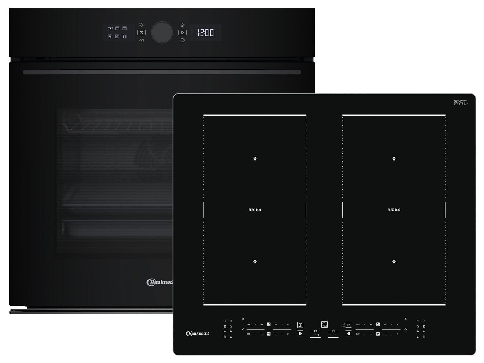 BAUKNECHT Backofen-Set BAKOPYRO, mit Teil-Teleskopauszug, Pyrolyse-Selbstreinigung, Timer