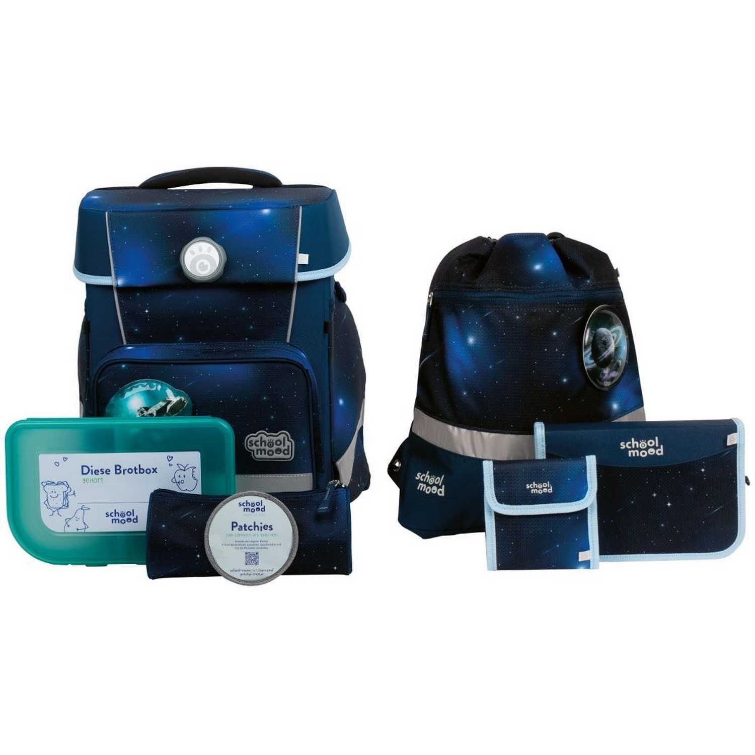 SCHOOL-MOOD® Schulranzen School Mood Schulranzenset 7-tlg. Champion Maxx Moritz Weltall