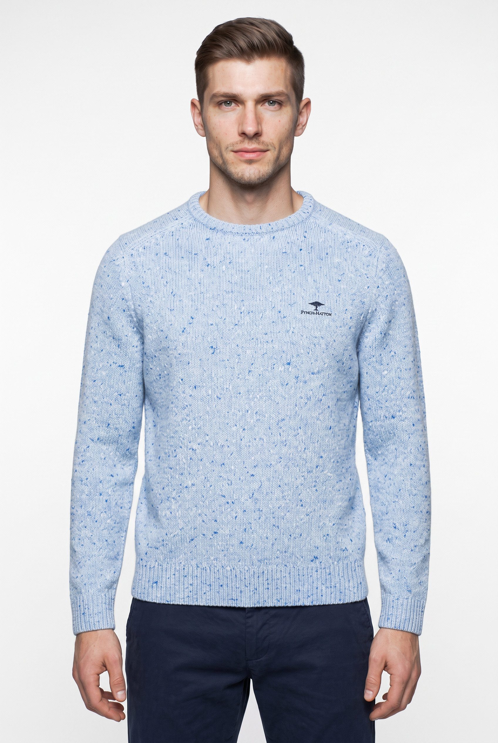 FYNCH-HATTON Strickpullover meliert, mit Rundhals