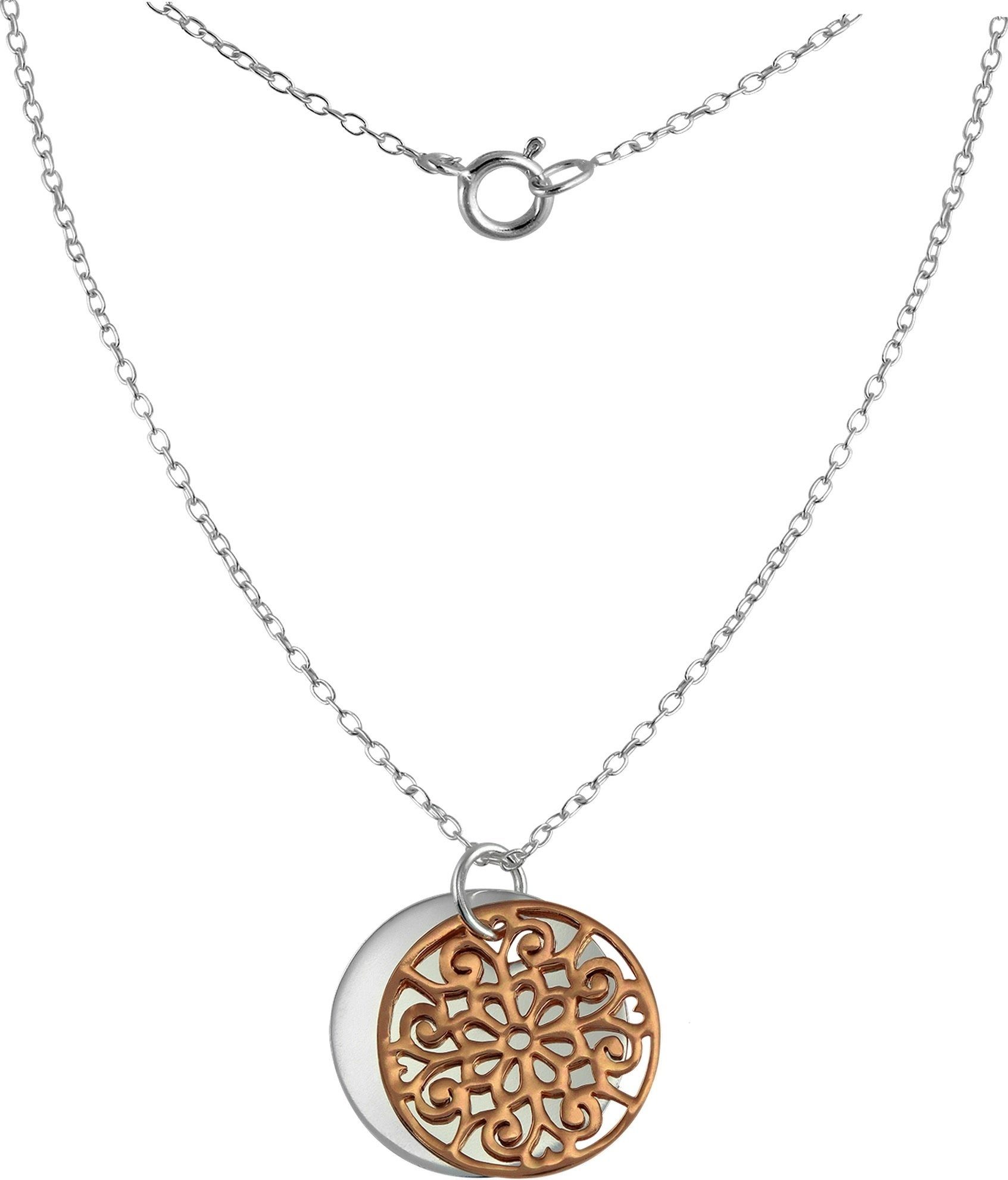 SilberDream Silberkette SilberDream Doppel Plakette Kette rose (Halskette), Halsketten (Doppel Plakette) ca. 45cm, 925 Sterling Silber, vergoldet
