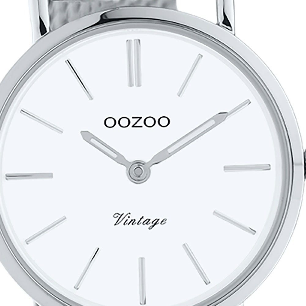 OOZOO Quarzuhr Oozoo Unisex Armbanduhr silber Analog, Damen, Herrenuhr  rund, klein (ca 28mm) Edelstahlarmband, Elegant-Style