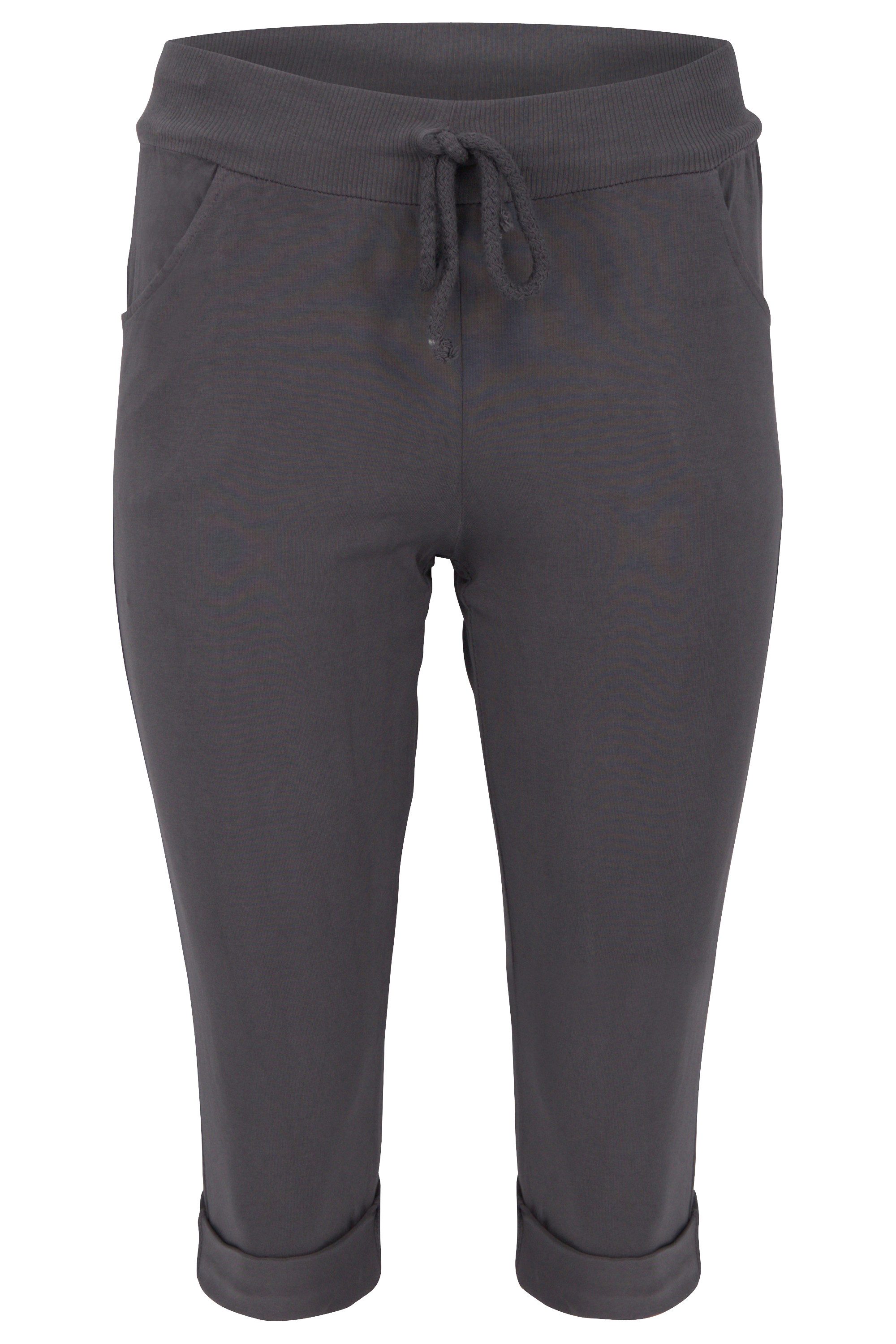 malito more than fashion Sweathose malito Damen kurze Hose, lässige Boyfriendhose, Sweatpants in Unifar Schlupfform mit Bindeband Einheitsgröße
