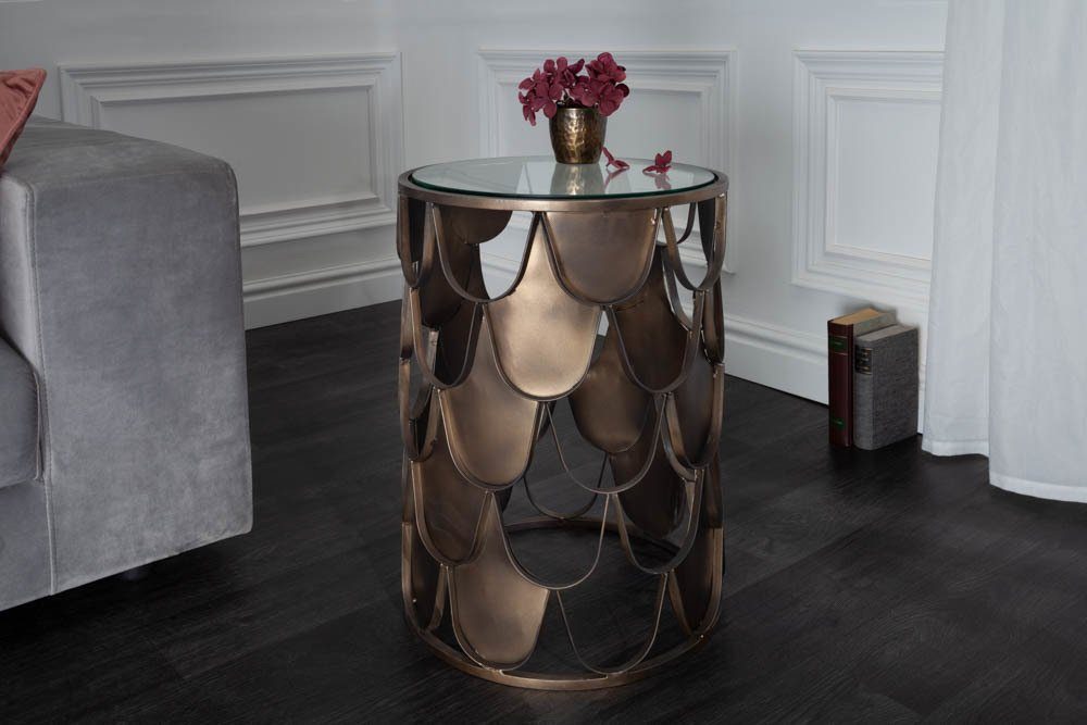 riess-ambiente Beistelltisch ABSTRACT Ø55cm antik messing / transparent (Ei günstig online kaufen