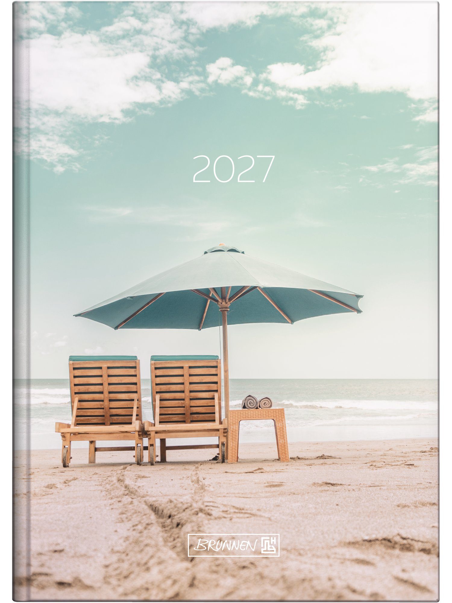 Baier & Schneider Buchkalender Buchkalender 2027 Sunbeds A5 Terminkalender mit Monatsplan, Eckperforation