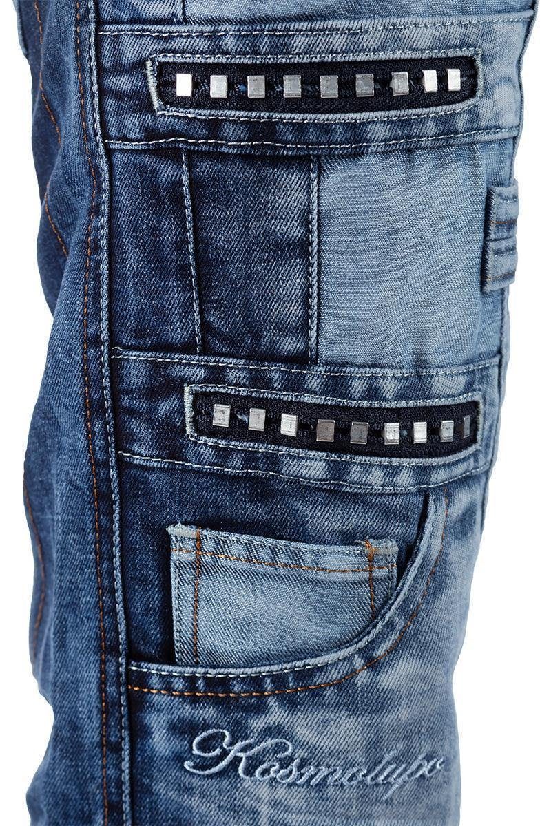 Hose Verzierungen Herren Auffällige mit und blau Kosmo 5-Pocket-Jeans Lupo BA-KM001 Nieten