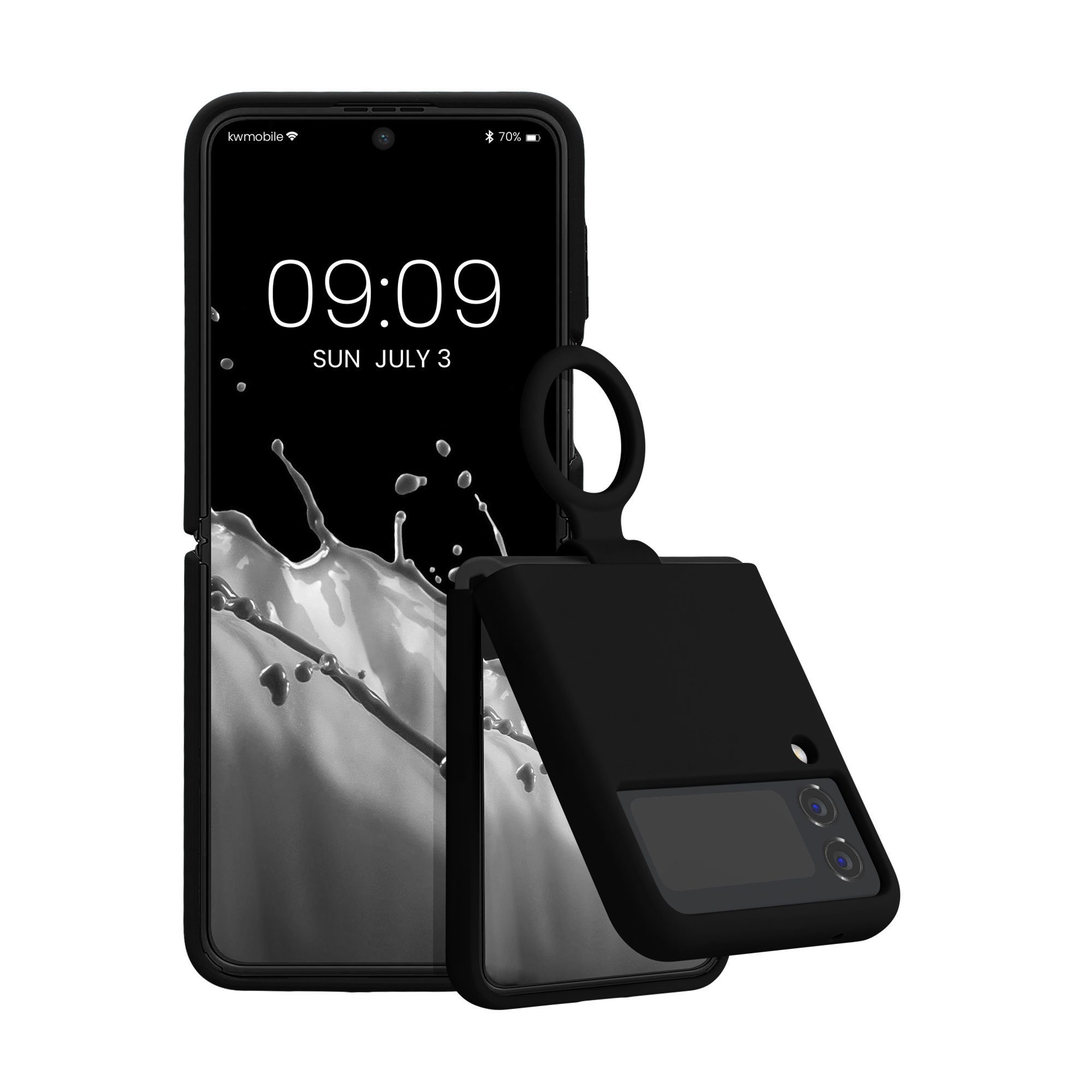kwmobile Handyhülle Flip Soft Case für Samsung Galaxy Z Flip4, Silikon Hülle für Foldable Handy - Handyhülle in Schwarz